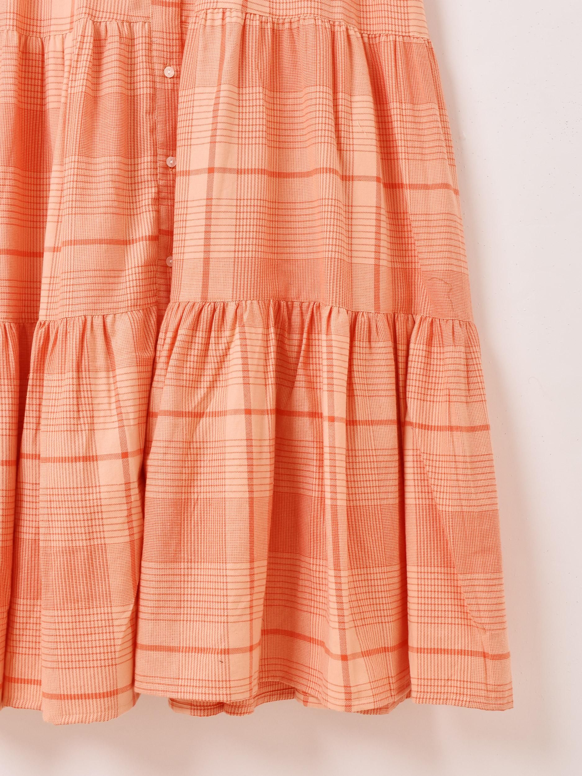 3色展開】「Emerald Motel」チェック柄 半袖 ノーカラー ワンピース