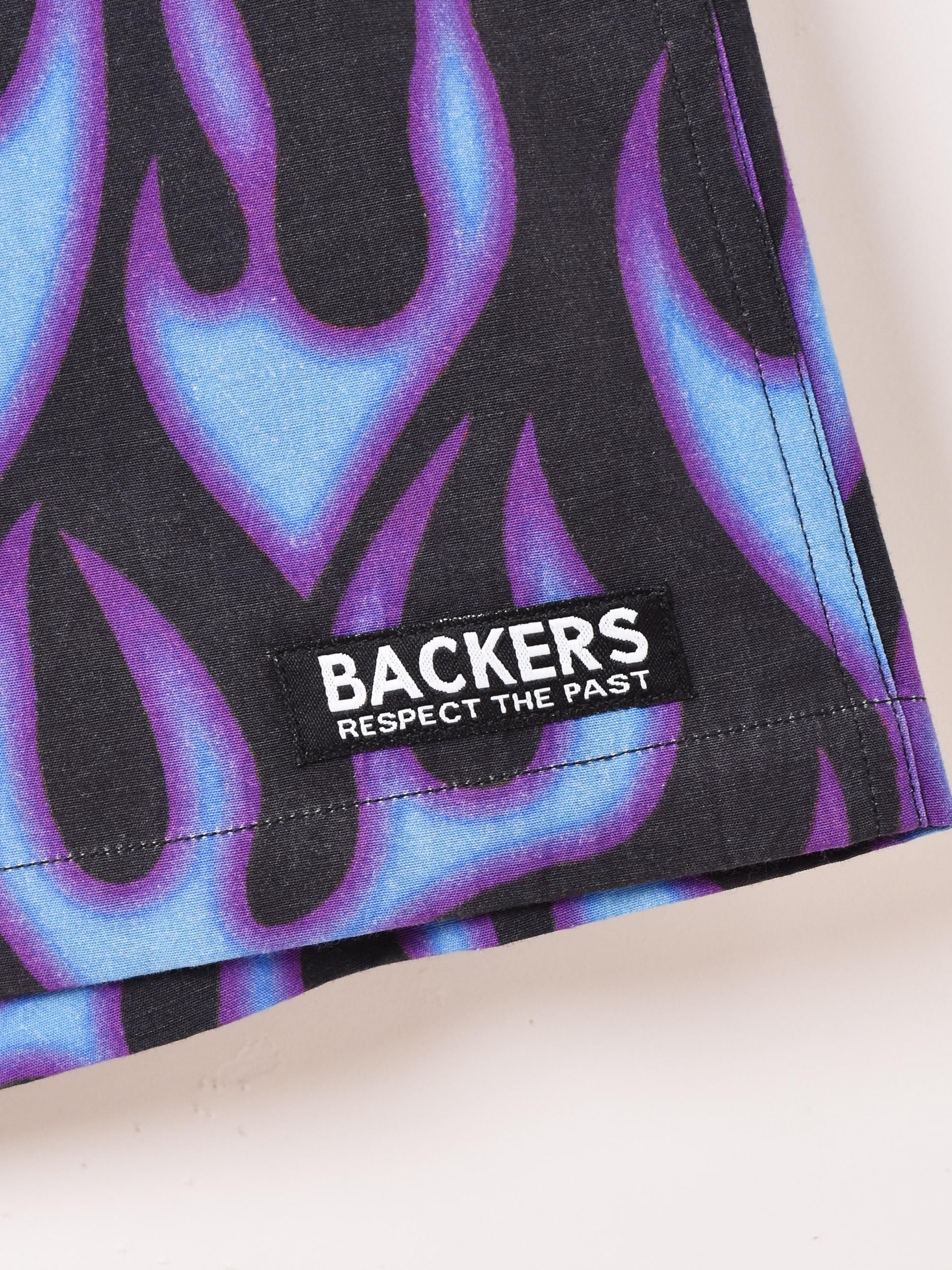 2色展開】「Backers」ファイヤーパターン ショートパンツ ブルー