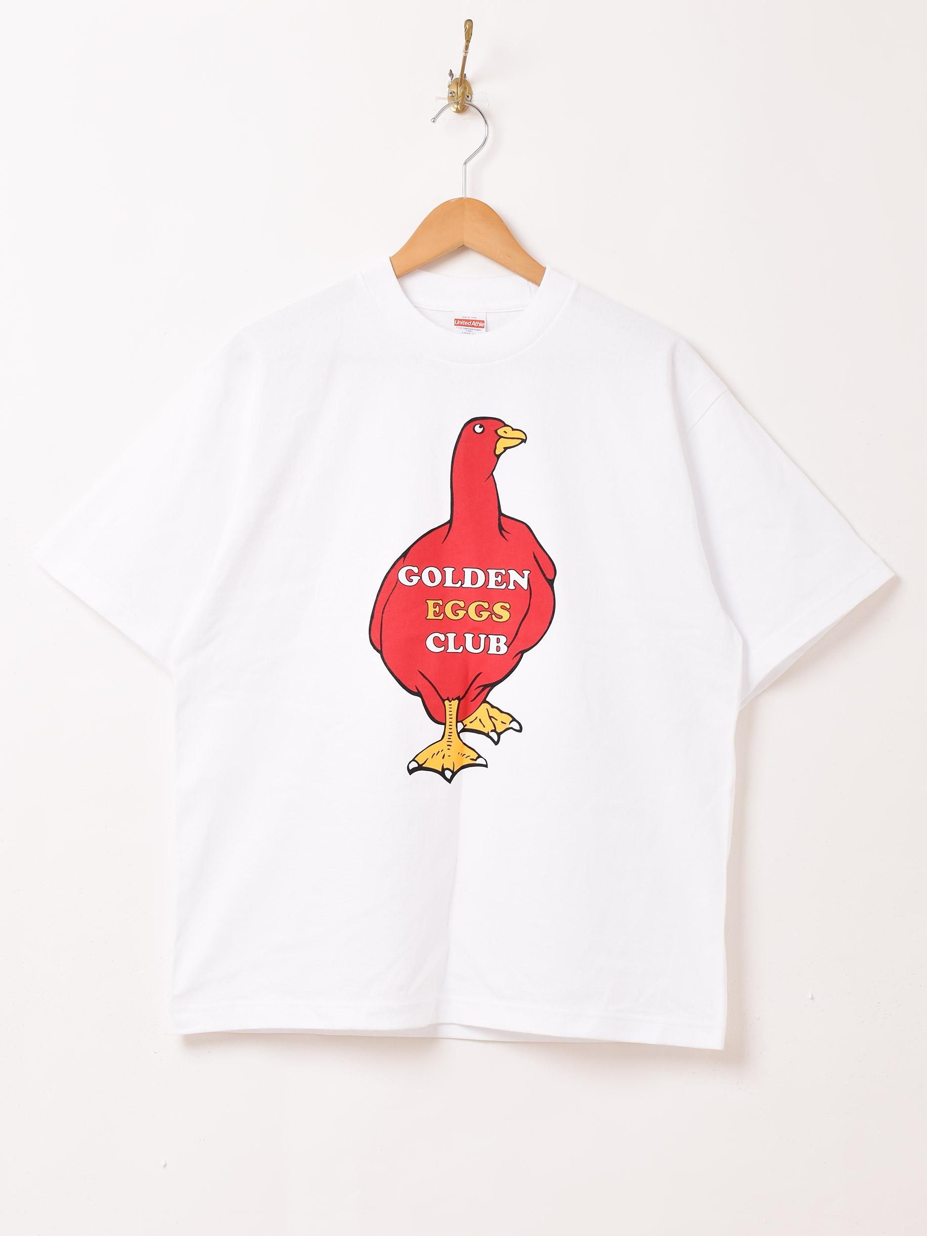 2色展開】プリントTシャツ「GOLDEN EGGS CLUB」 ホワイト - 古着屋