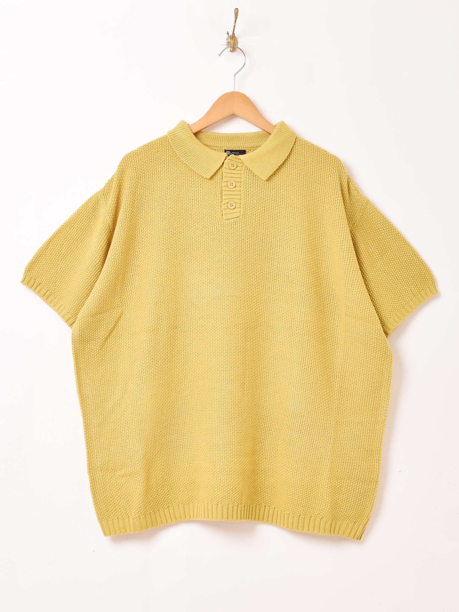 3色展開】「Backers」半袖 ニットポロシャツ イエロー - 古着屋