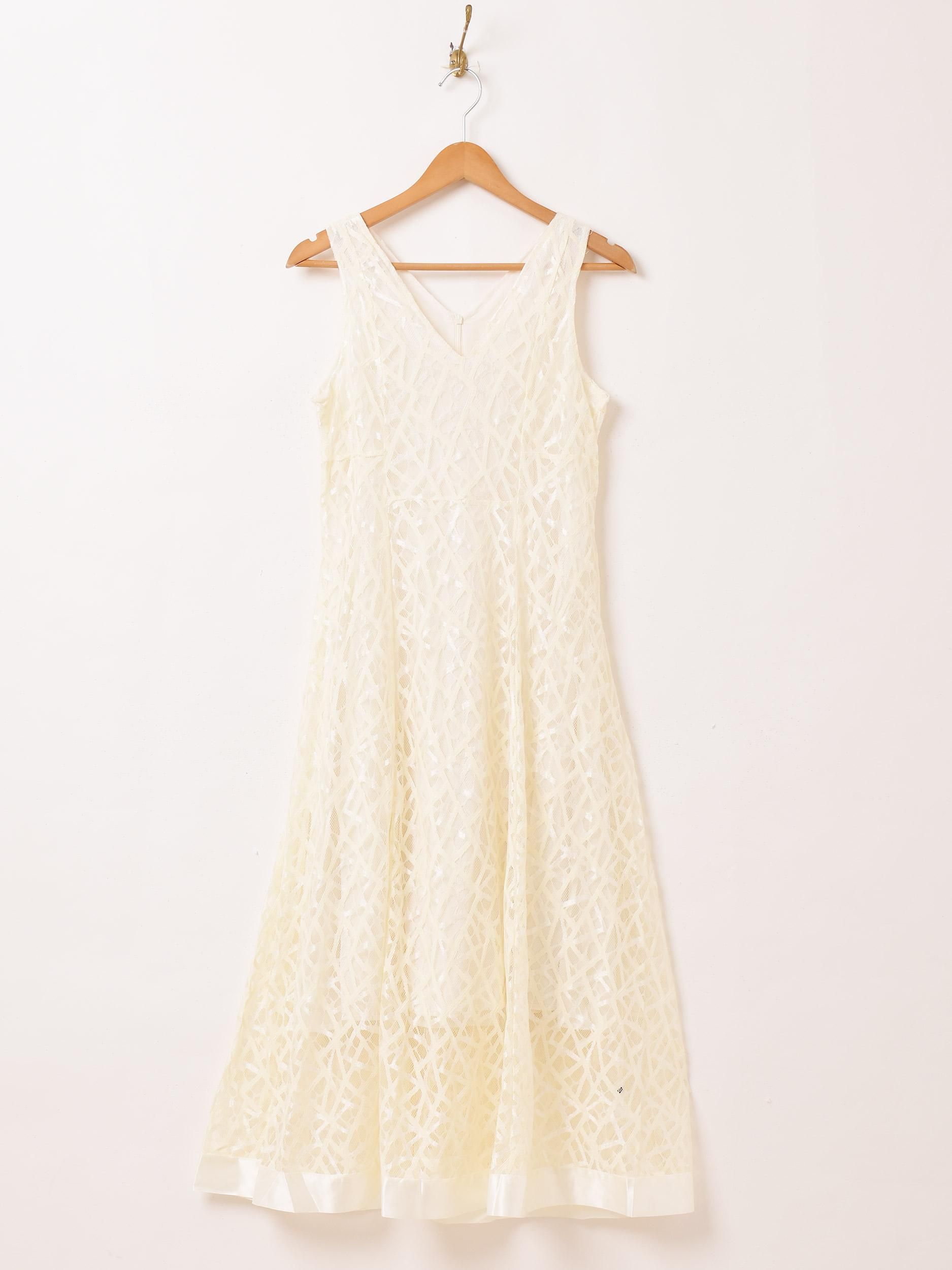 アイボリー レース ノースリーブ ワンピース Bibiy アイボリー レース