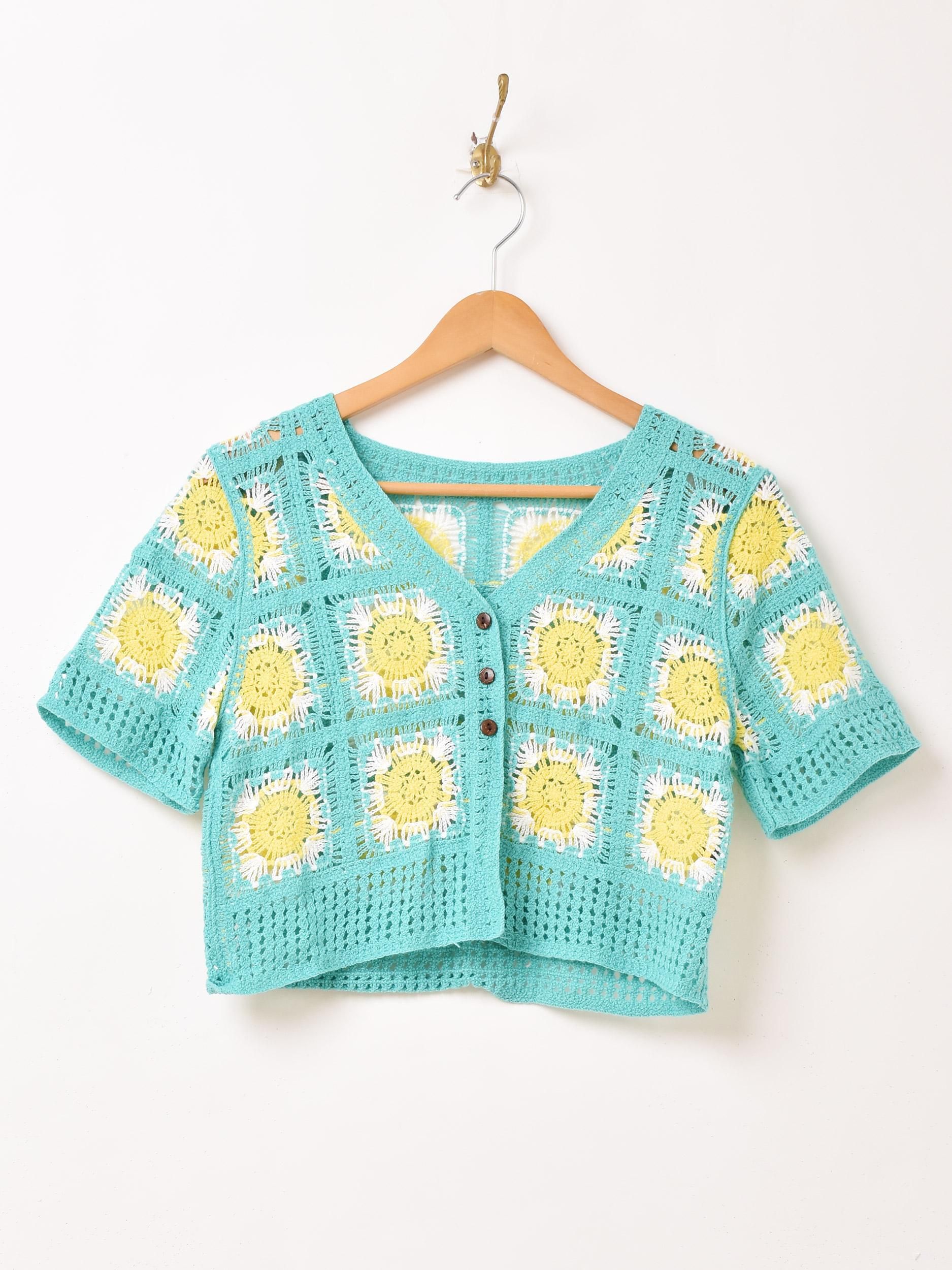 70's Granny square crochet cardigan／70年代 グラニースクエア