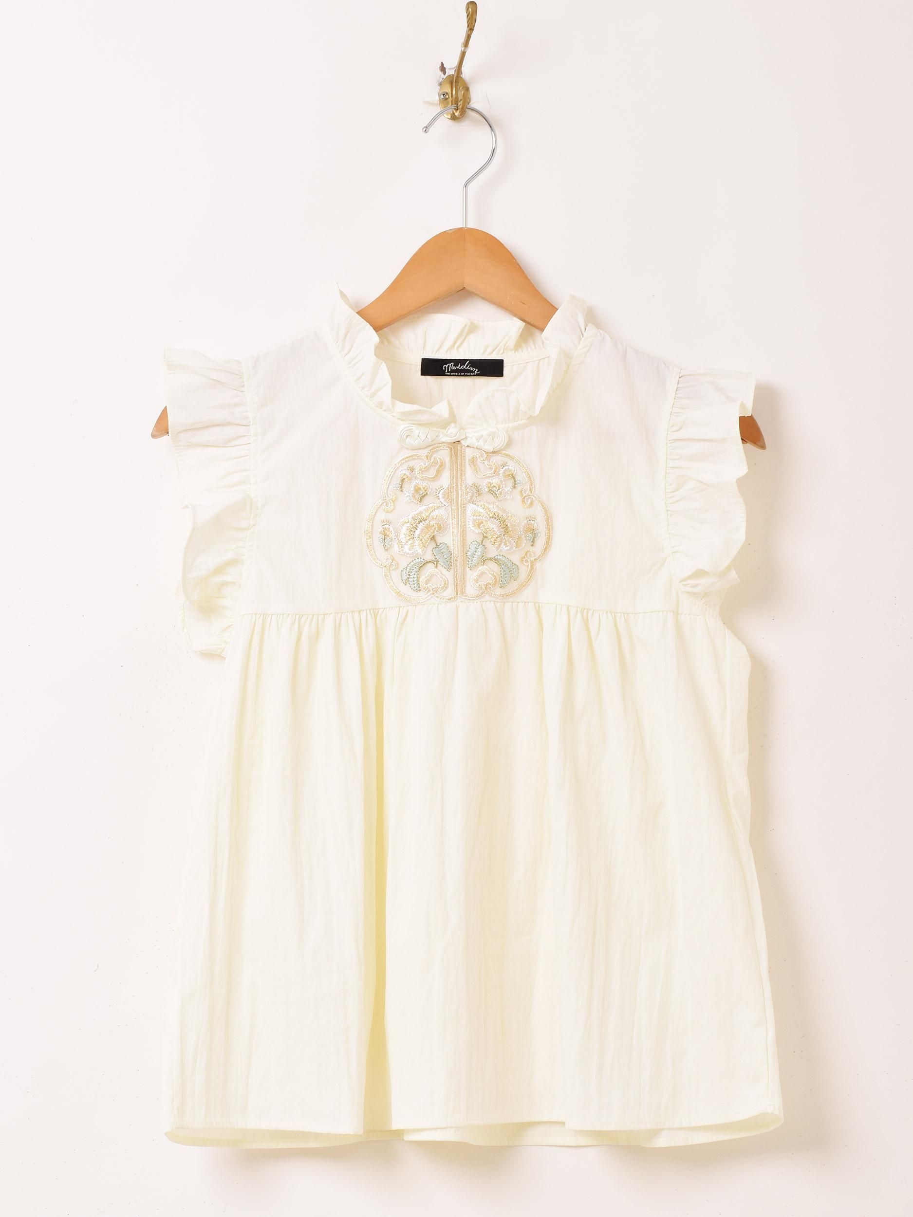 【美品】 GUCCI フリル袖 ノースリーブニット シュエリーライン Mサイズ フリルギャザーデザインノースリーブニットトップス [C7174