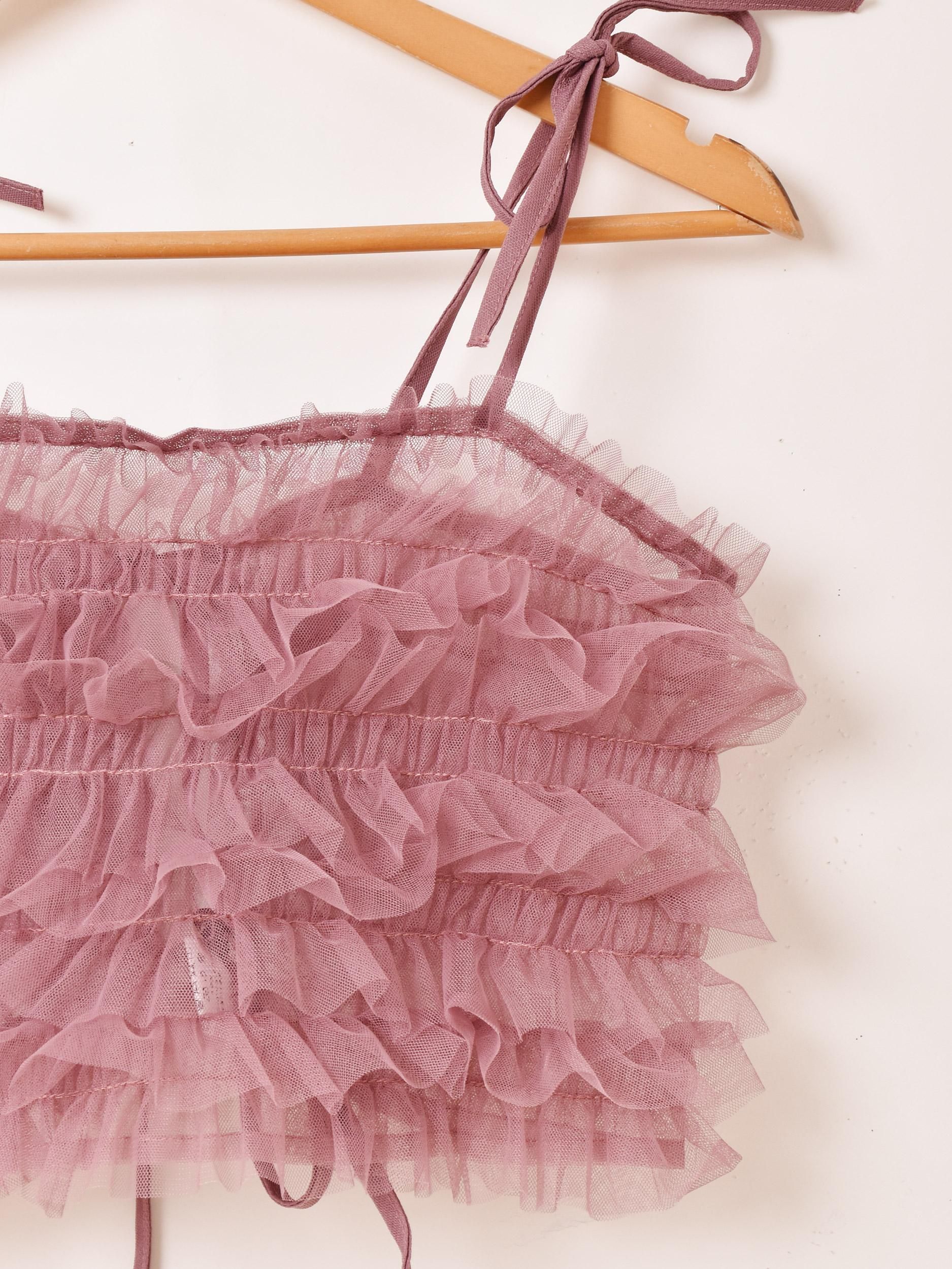 4色展開】「Meridian」チュール フリル ビスチェ ピンク - 古着屋