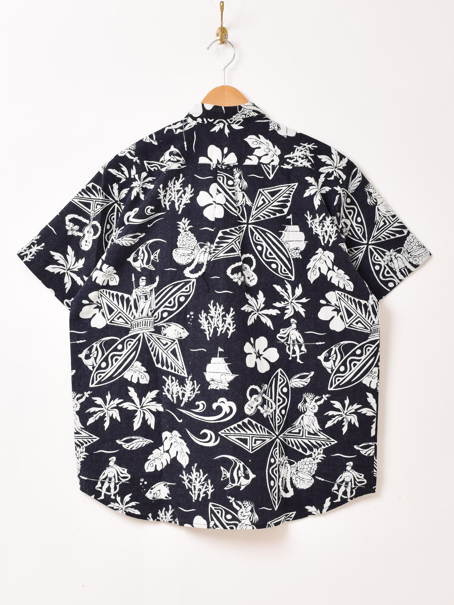 日本未発売品 オールブラックス ハワイアンシャツ ホワイト　XL 2色展開】「Backers」アロハモチーフ ハワイアンシャツ ブラック