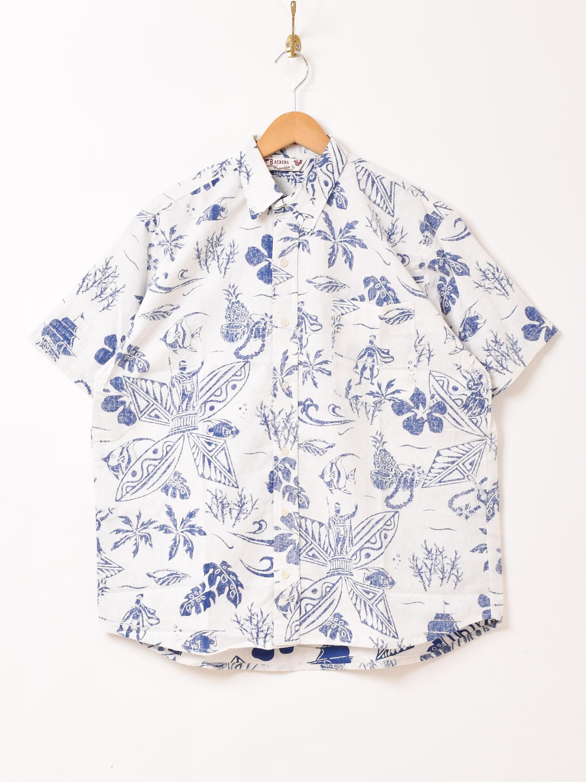 2色展開】「Backers」アロハモチーフ ハワイアンシャツ ブラック
