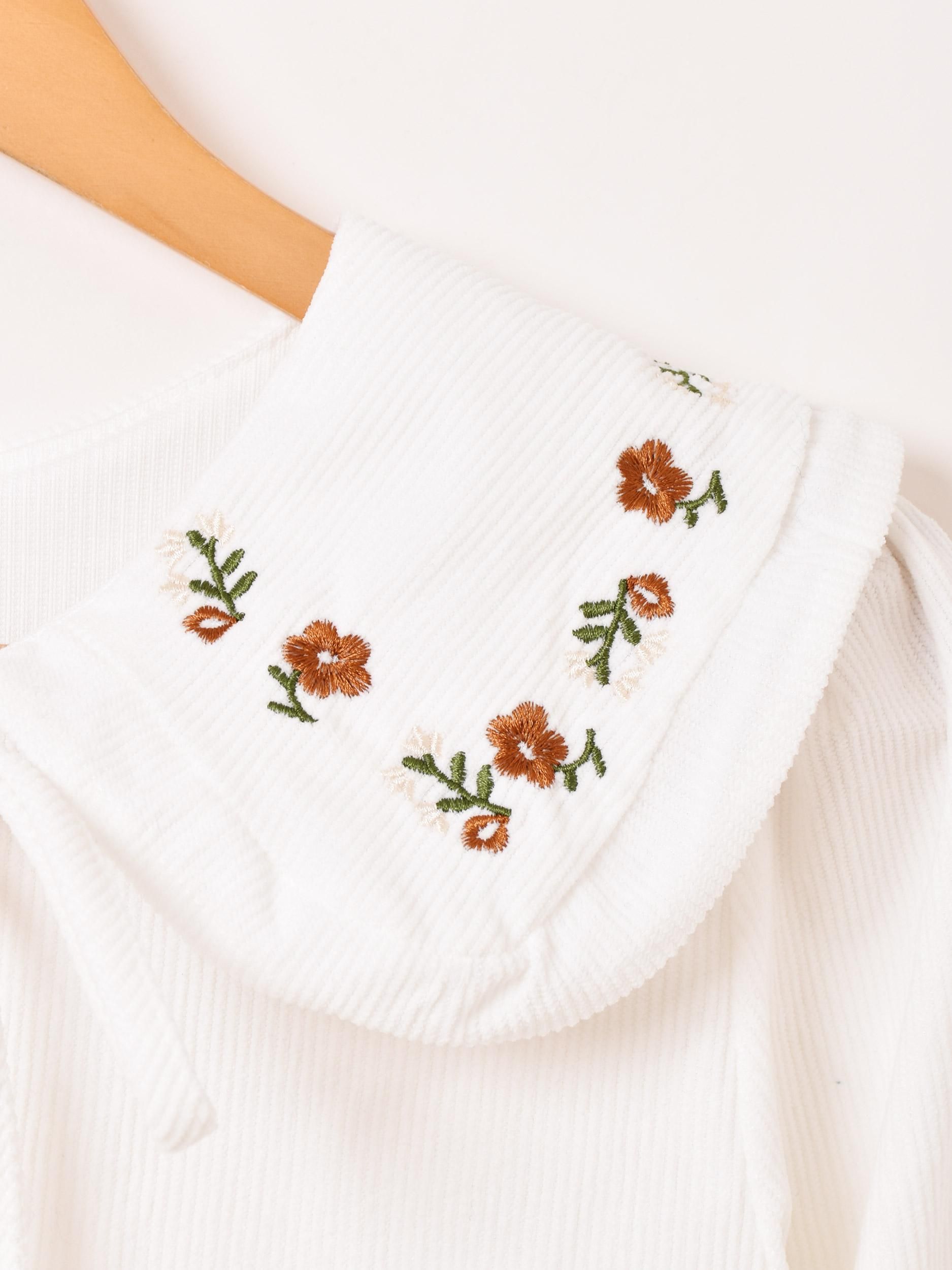 2色展開】「Meridian」コーデュロイ リボンタイ 刺繍 長袖