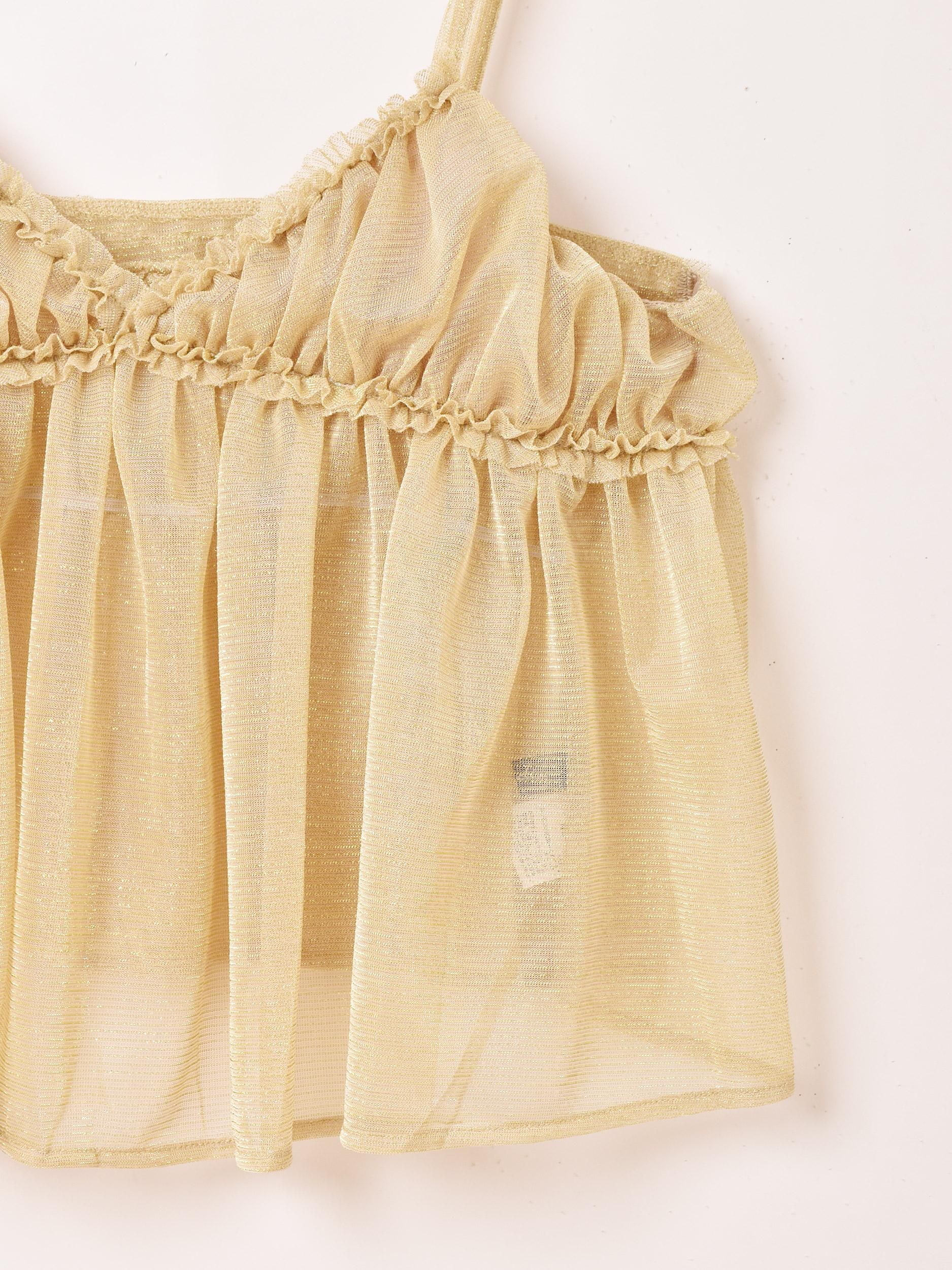 5色展開】「Meridian」チュール ラメ ビスチェ ゴールド - 古着屋