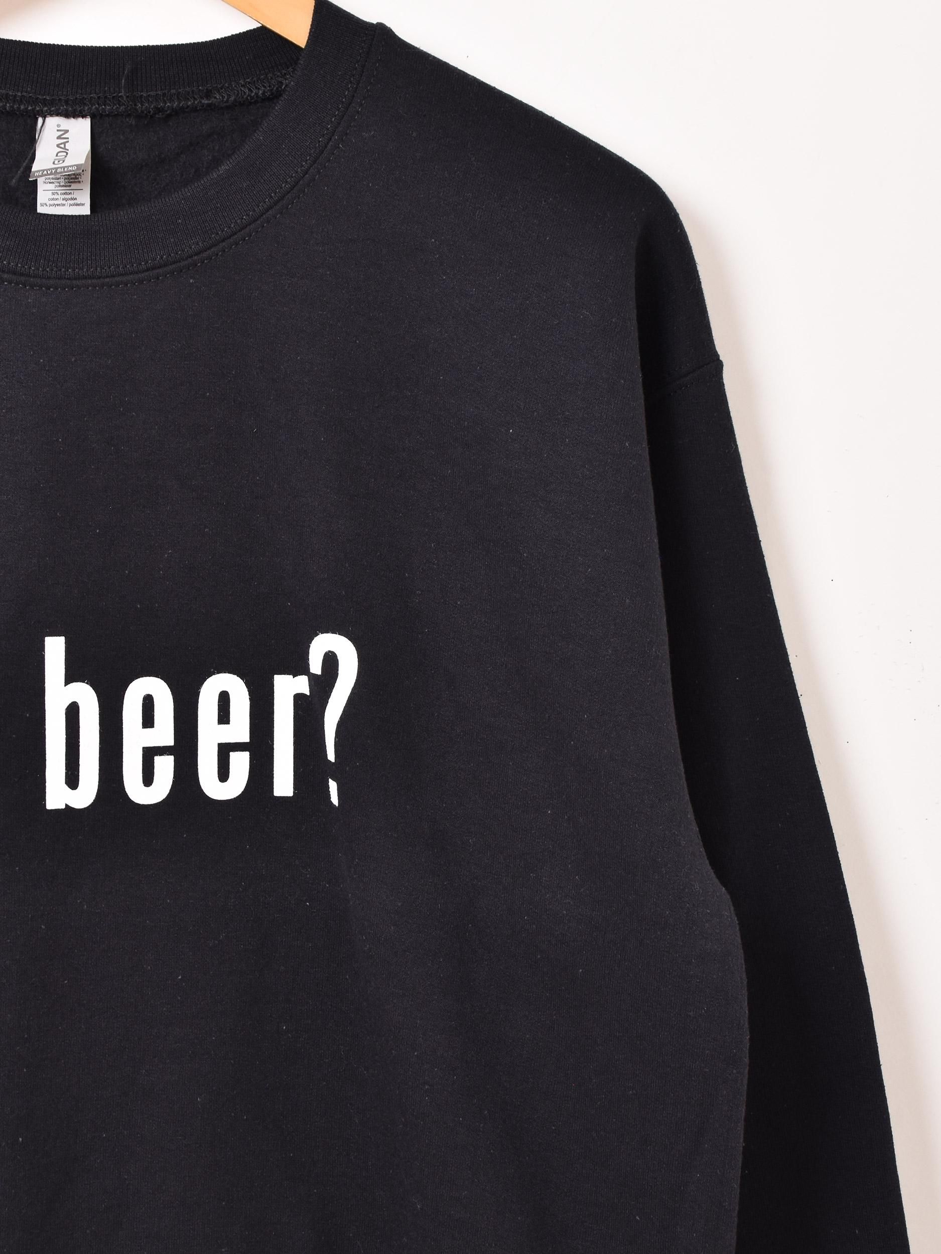 プリント スウェットシャツ「gut beer?」ブラック - 古着屋 プリント スウェットシャツ「gut beer?」ブラック - 古着屋