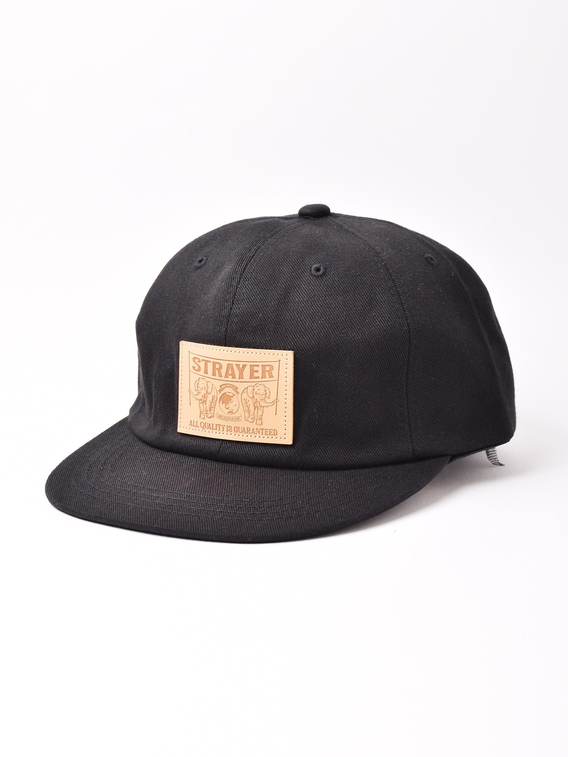 2色展開】レザー風エンブレム デニムキャップ「STRAYER