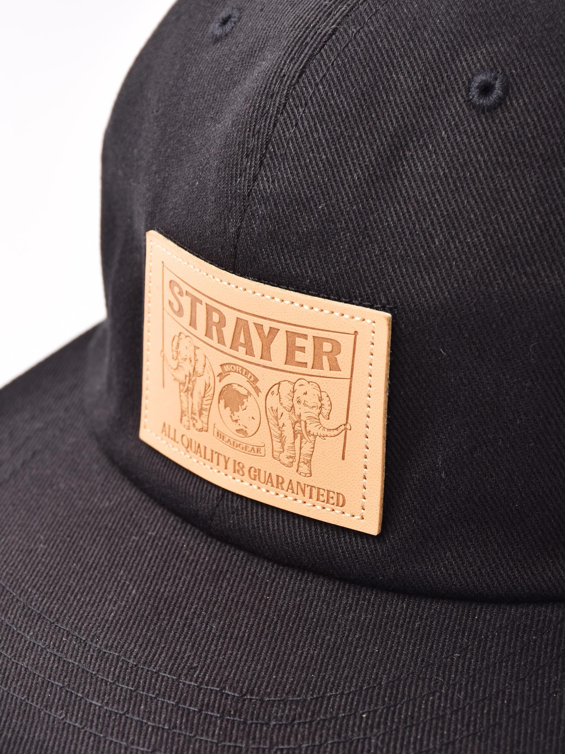 2色展開】レザー風エンブレム デニムキャップ「STRAYER