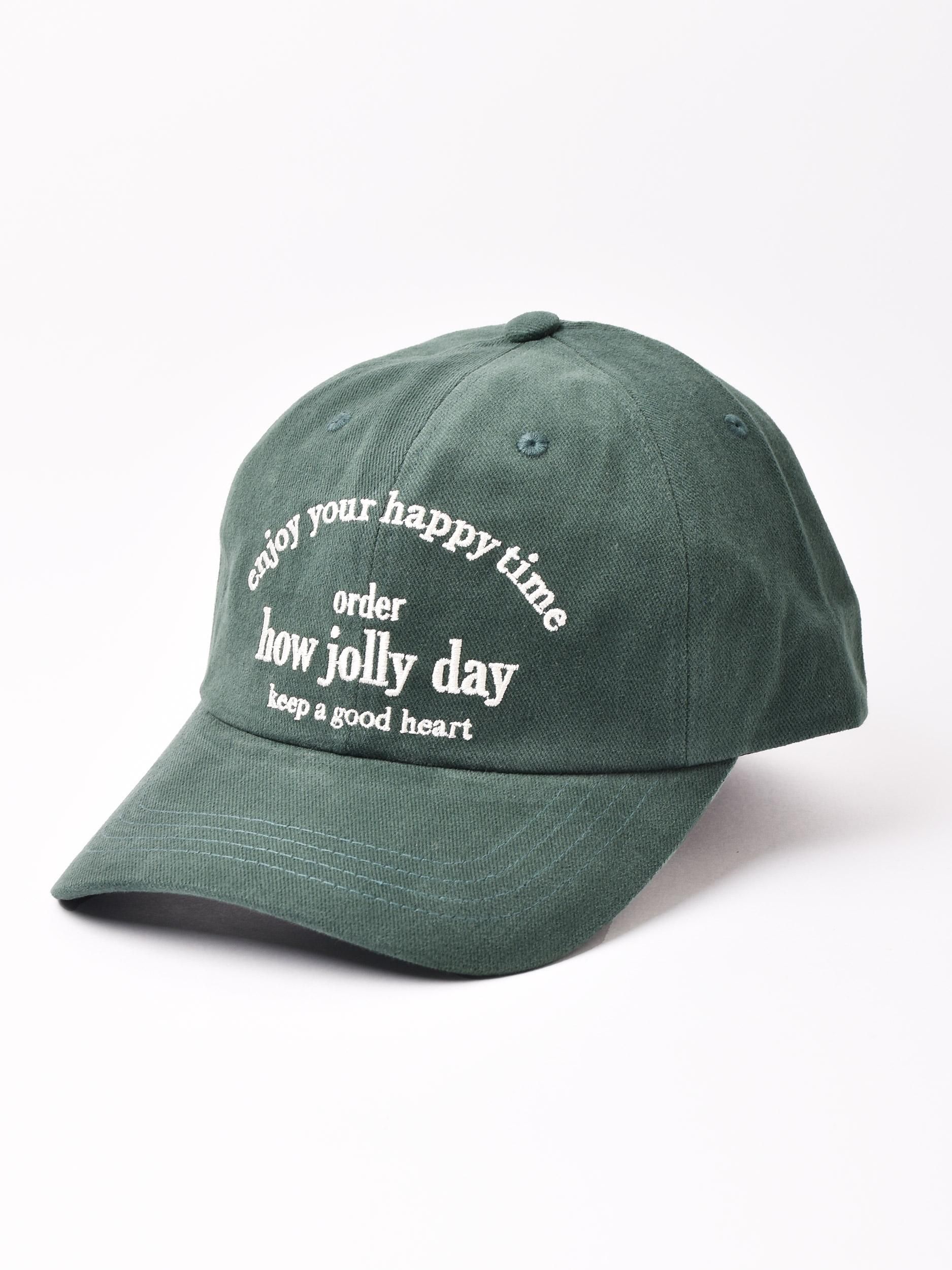 2色展開】刺繍入りキャップ「how jolly day」 グリーン - 古着屋