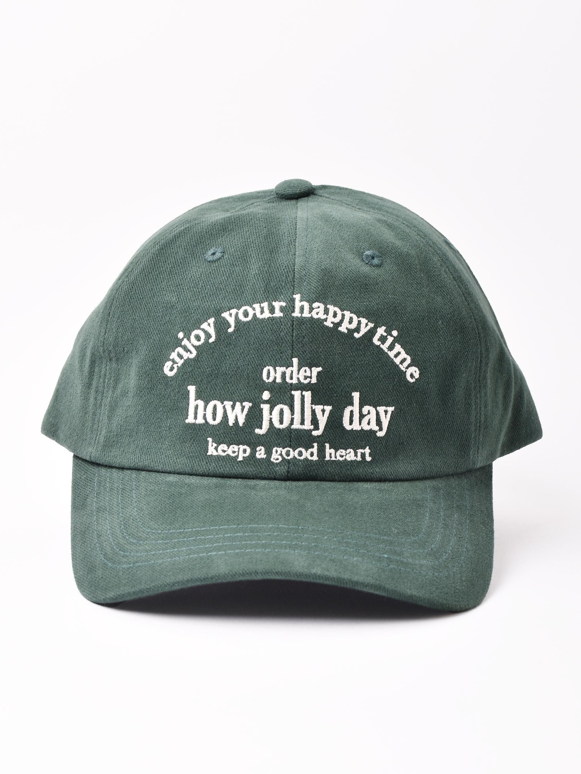2色展開】刺繍入りキャップ「how jolly day」 グリーン - 古着屋