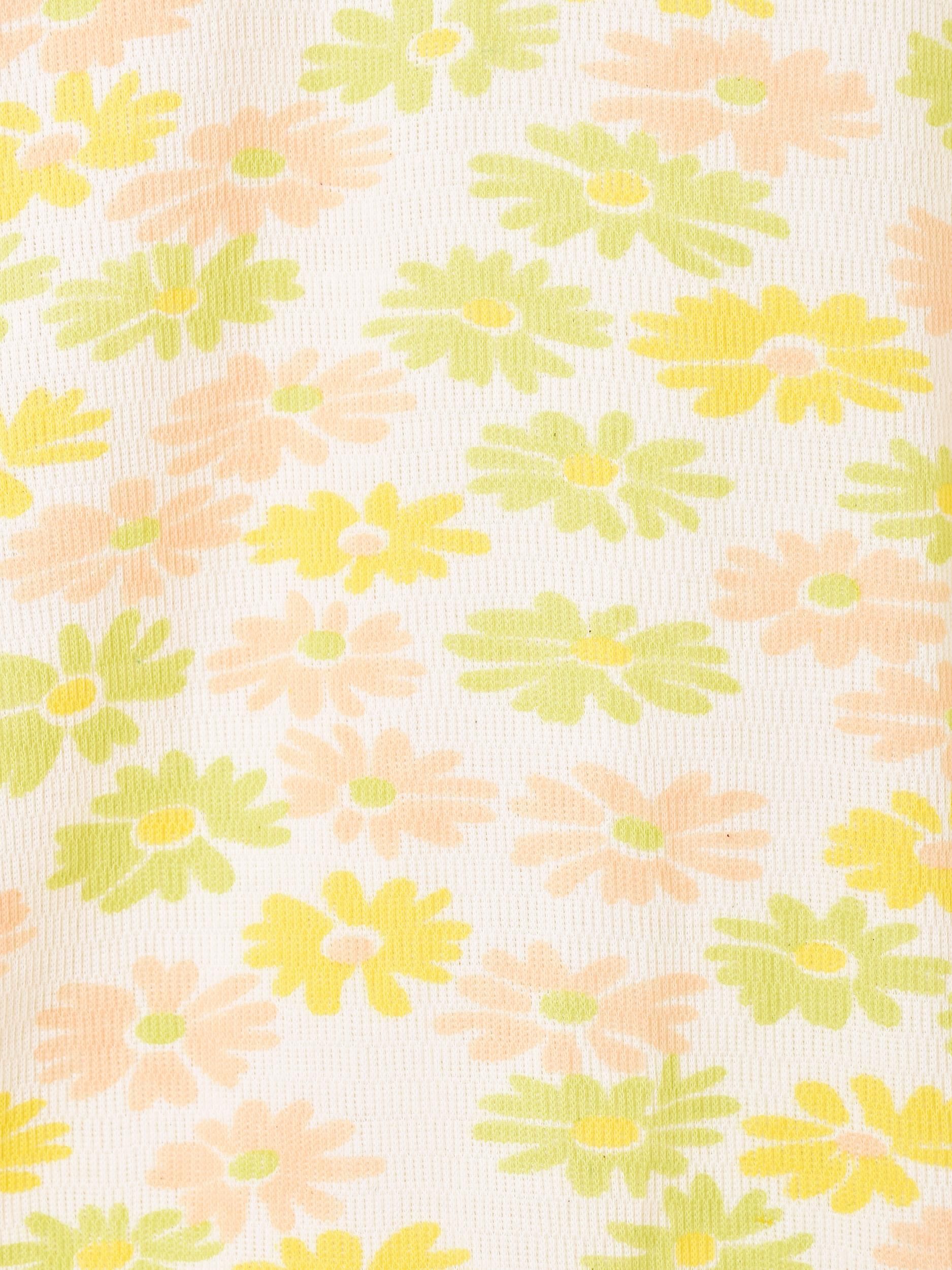 3色展開】「Emerald Motel」花柄 長袖 ワッフルT イエロー - 古着屋