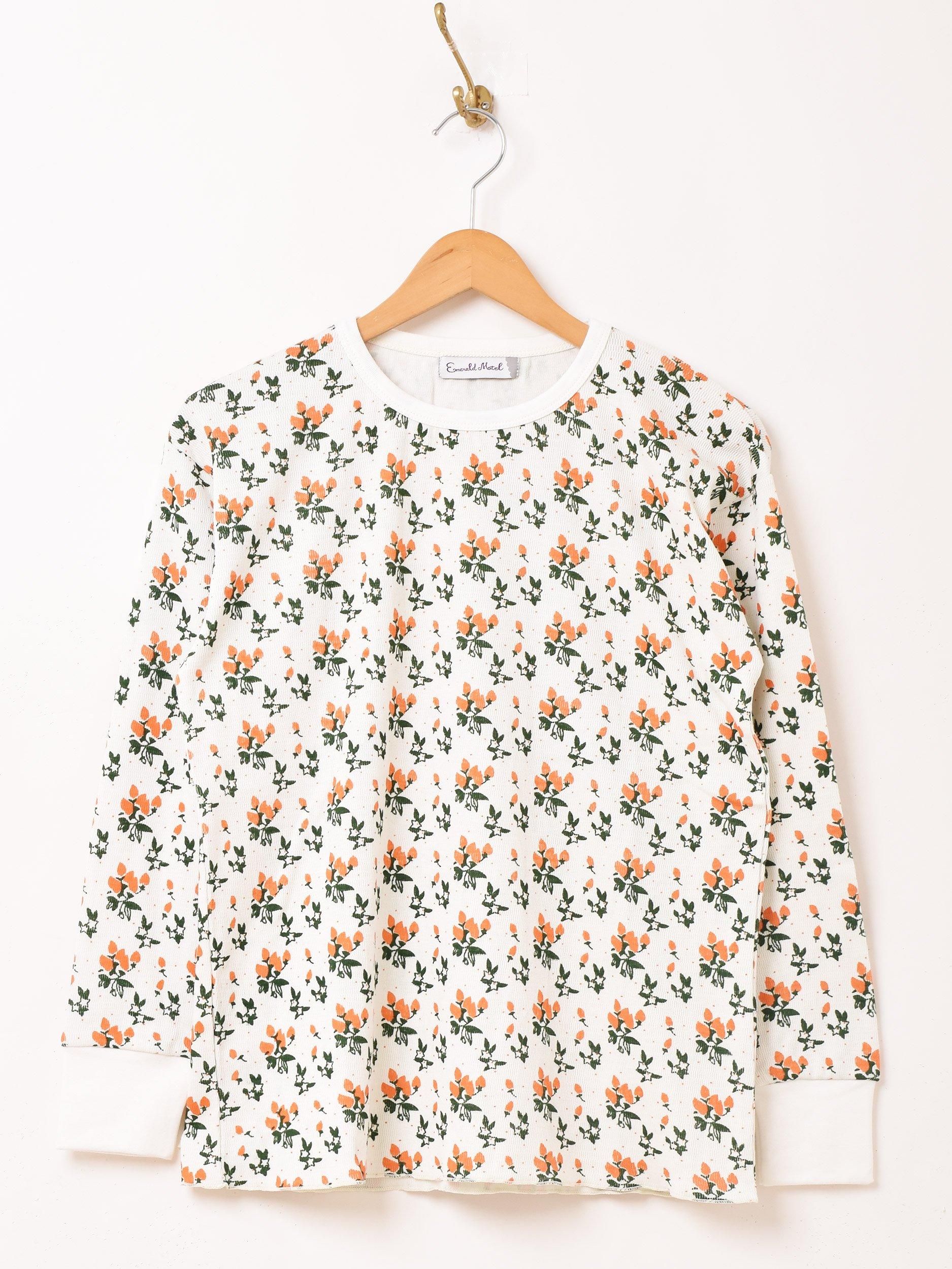 CHANEL 花柄 長袖シャツ イエロー 3色展開】「Emerald Motel」花柄 長袖 ワッフルT イエロー - 古着屋