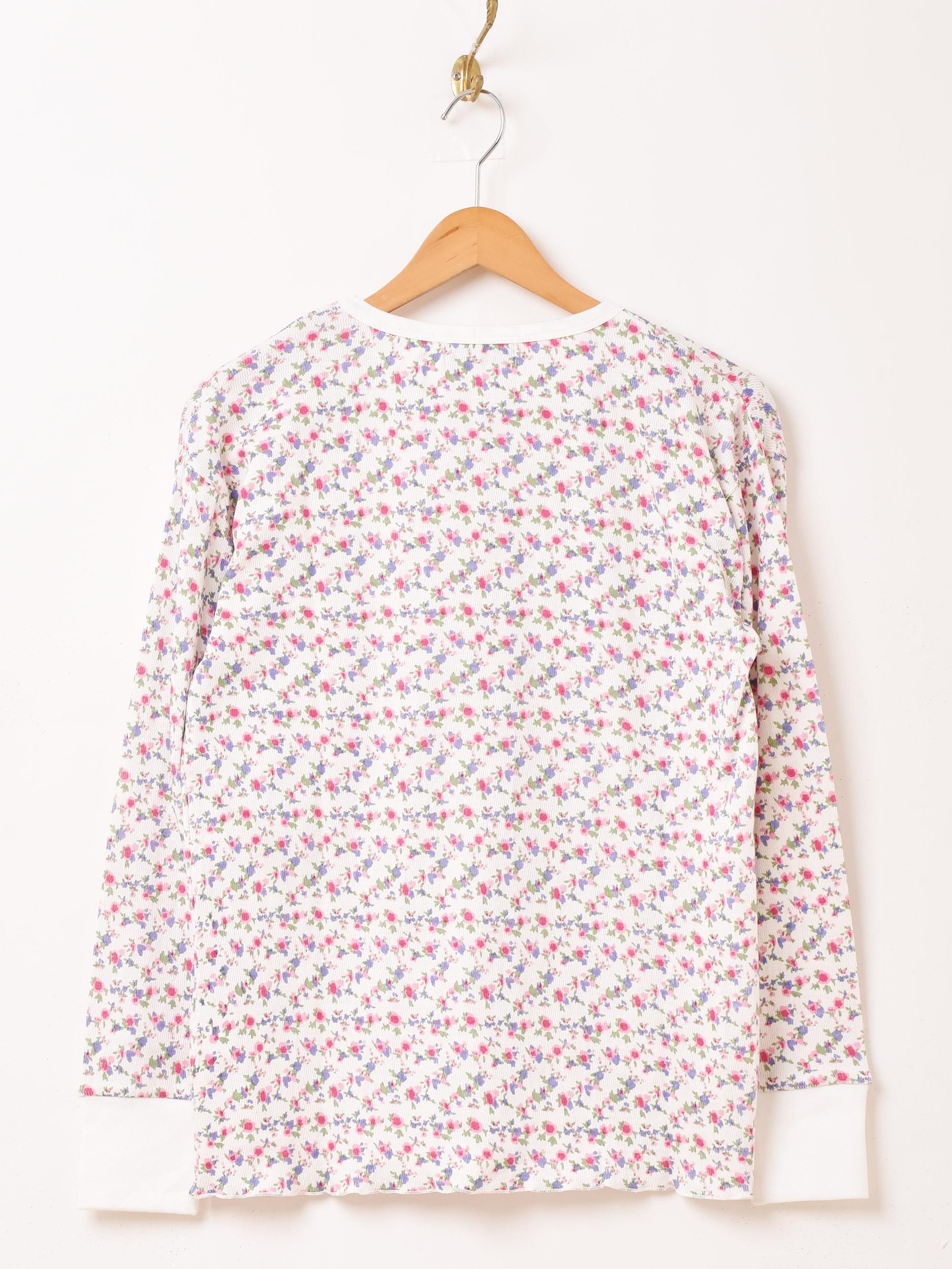 paloma wool リブ編み長袖トップス ダークパープル/ピンク花柄 Paloma wool ダークパープル/ピンク花柄リブ長袖トップス