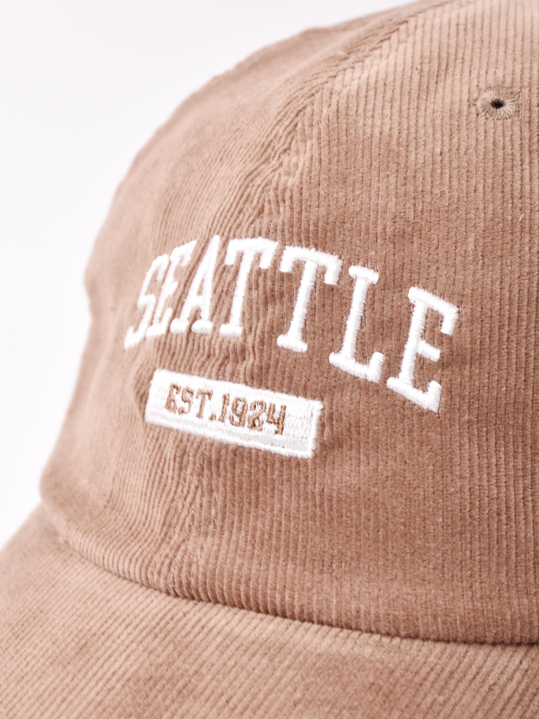 2色展開】コーデュロイ 刺繍入り キャップ「SEATTLE」 ブラウン
