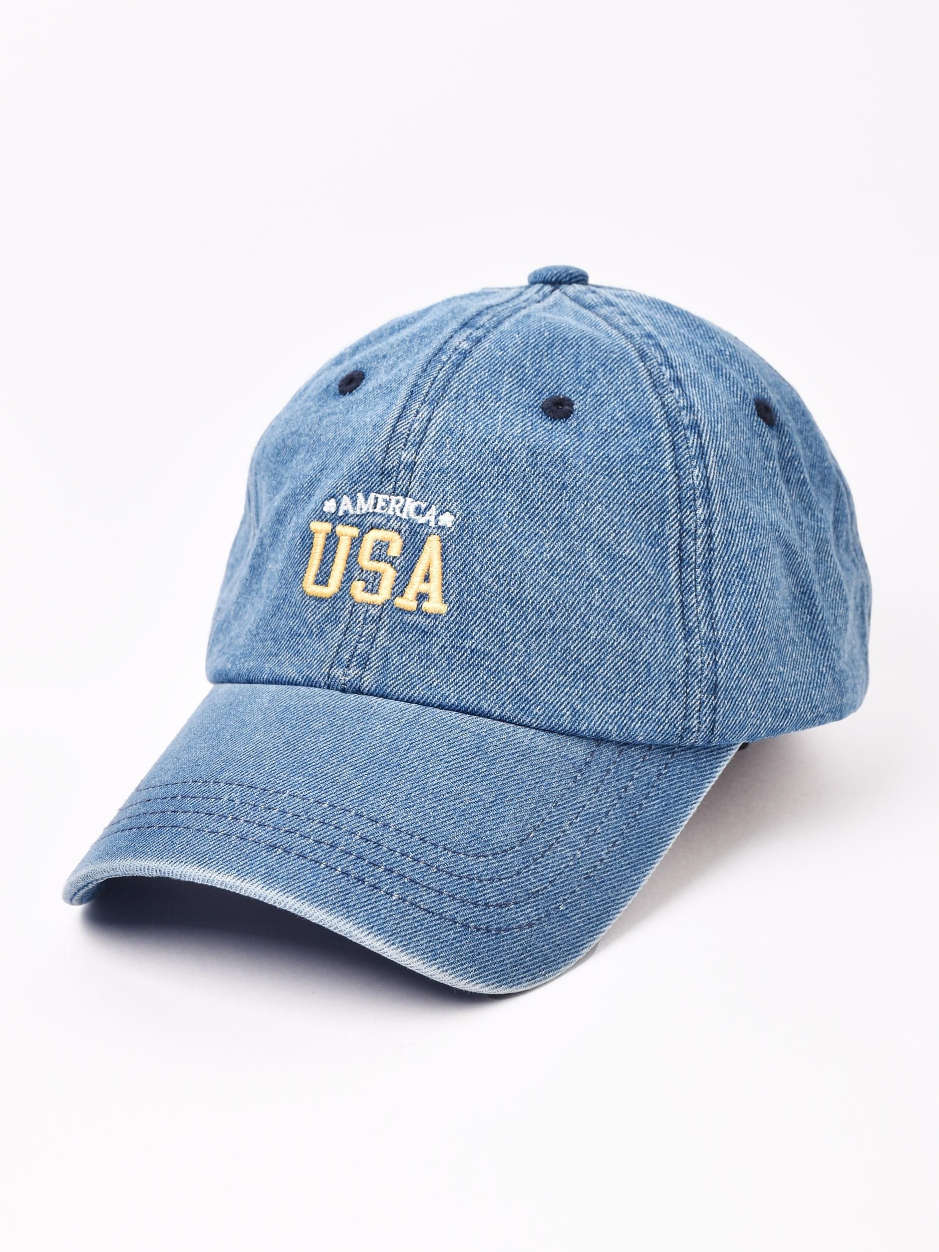 2色展開】刺繍入り デニムキャップ「USA」 ブラック - 古着屋 2色展開】刺繍入り デニムキャップ「USA」 ブラック - 古着屋