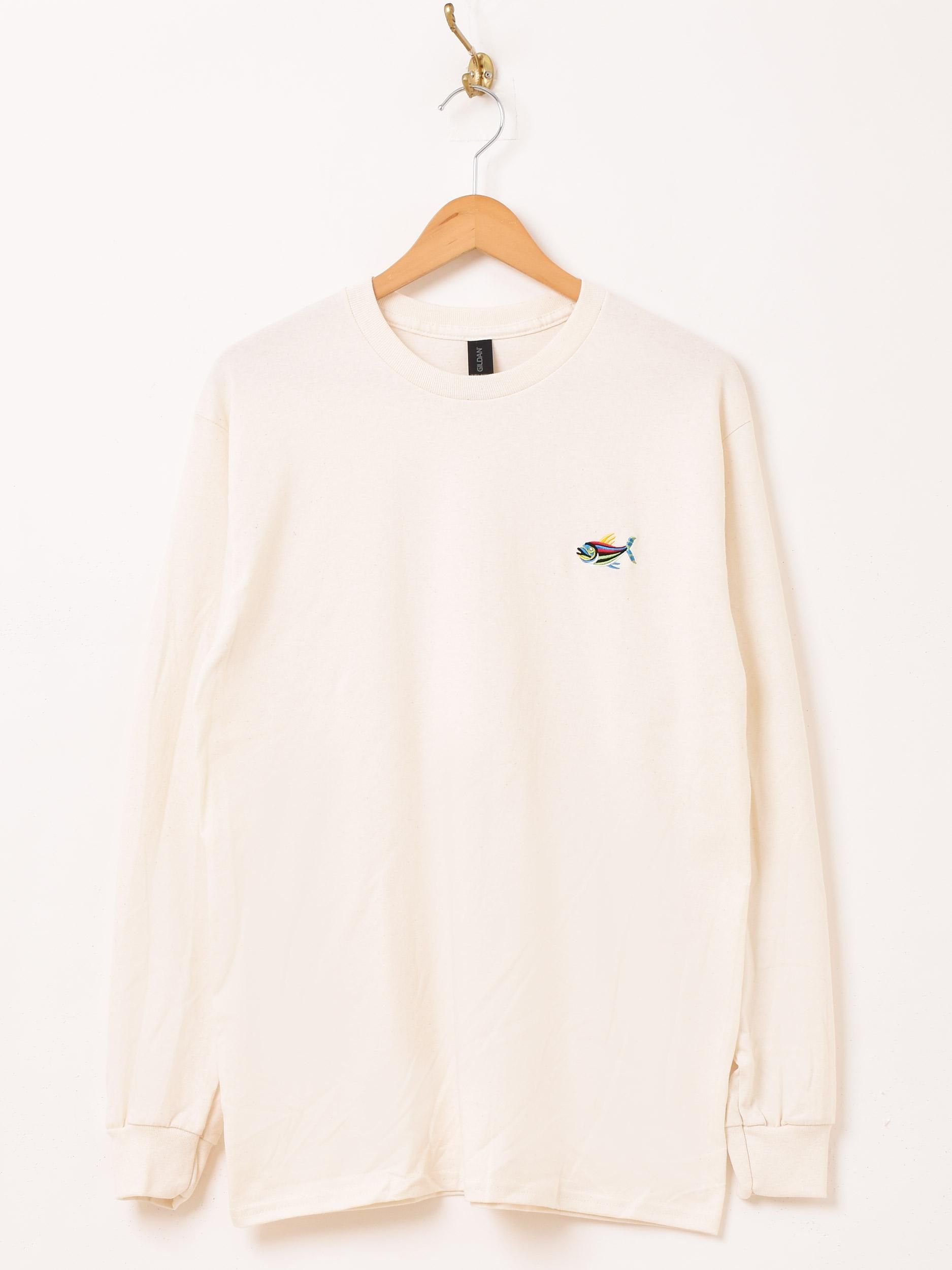 2色展開】ワンポイント 刺繍 フィッシュ ロングスリーブTシャツ