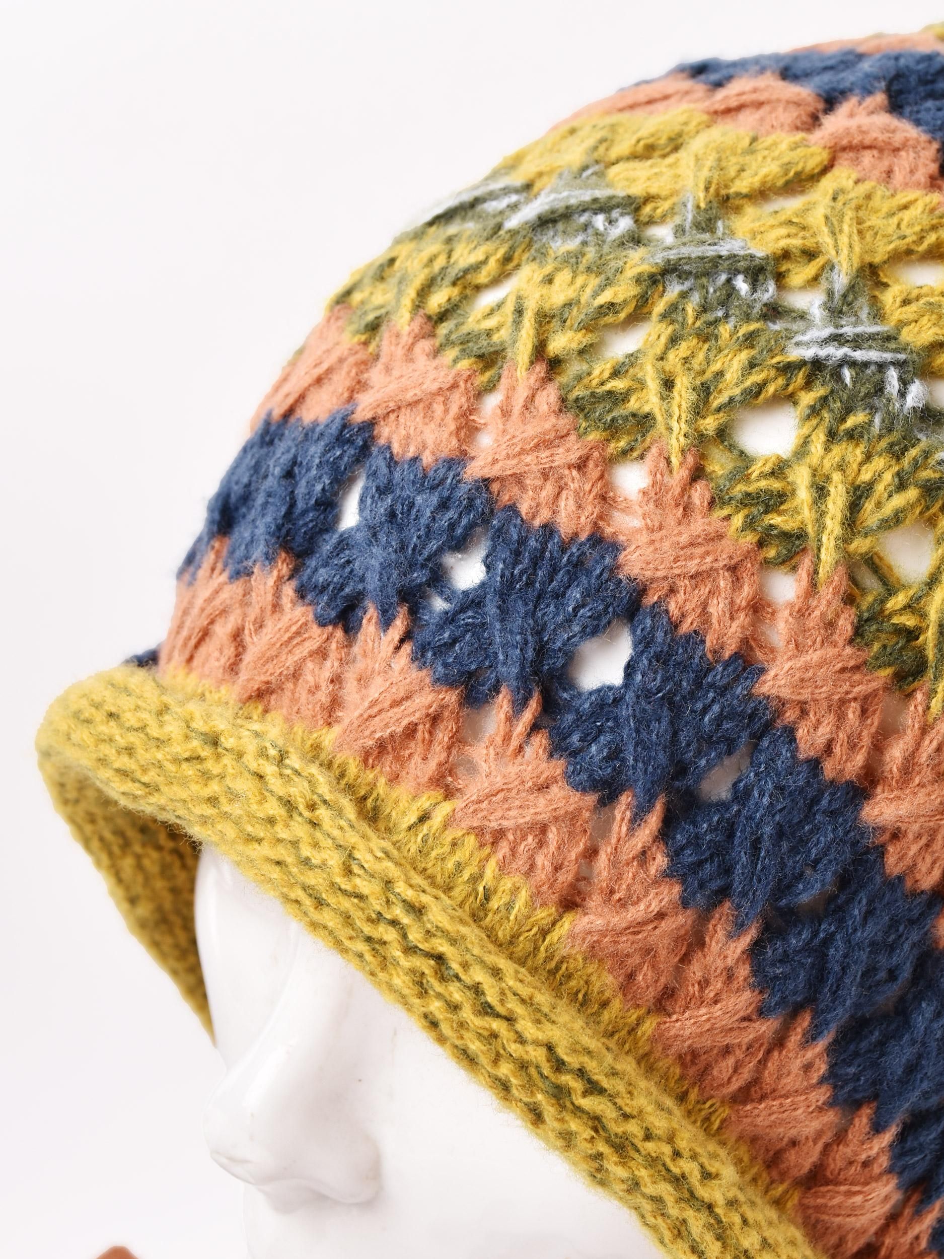 2色展開】タッセル マルチボーダー ニットキャップ マスタード - 古着