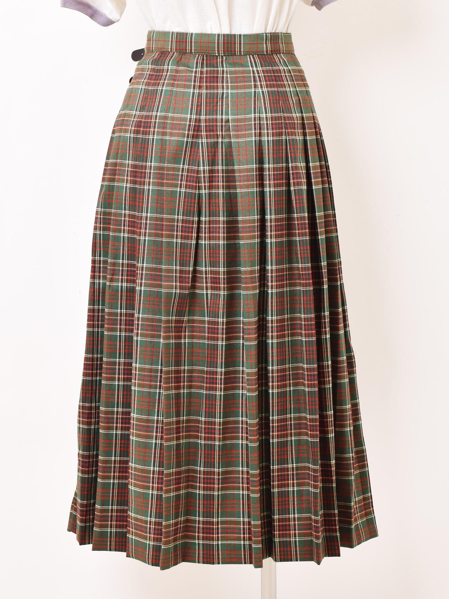 3色展開】「Meridian」チェック柄 ラップスカート グリーン - 古着屋