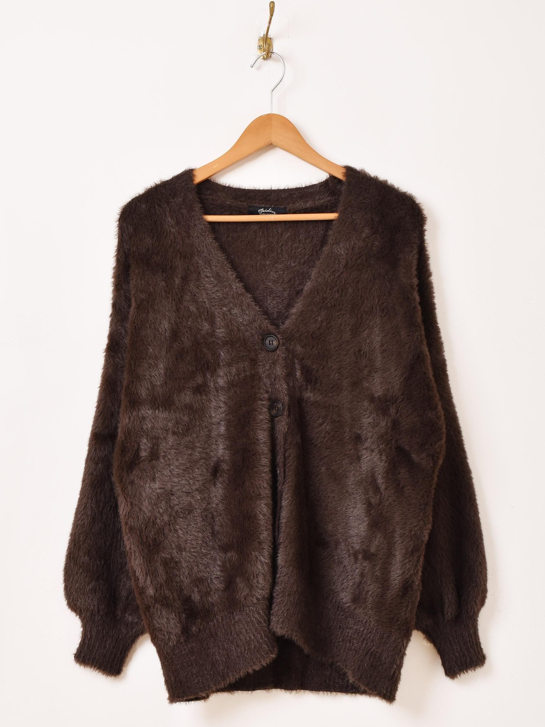 7色展開】「Meridian」シャギーニット カーディガン チャコール - 古着