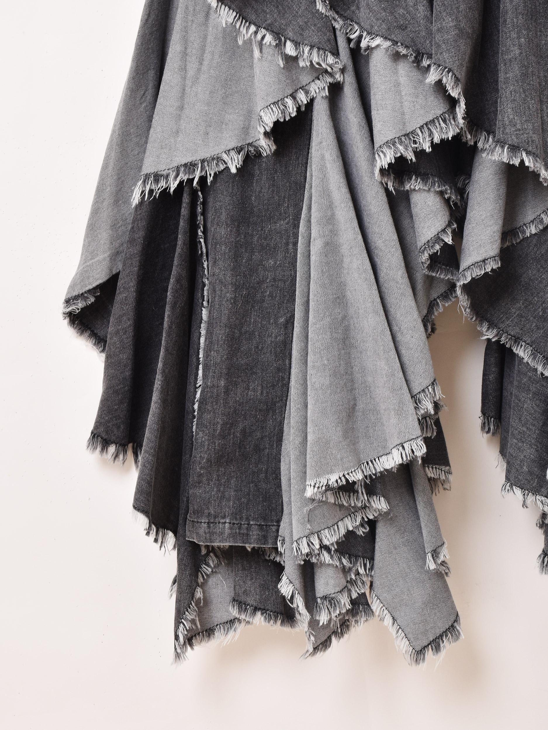 フリル フレア フリンジ デニムパンツ 個性的 GRAPEFRUIT MOON フリンジデザイン フレア デニムパンツ - 古着屋