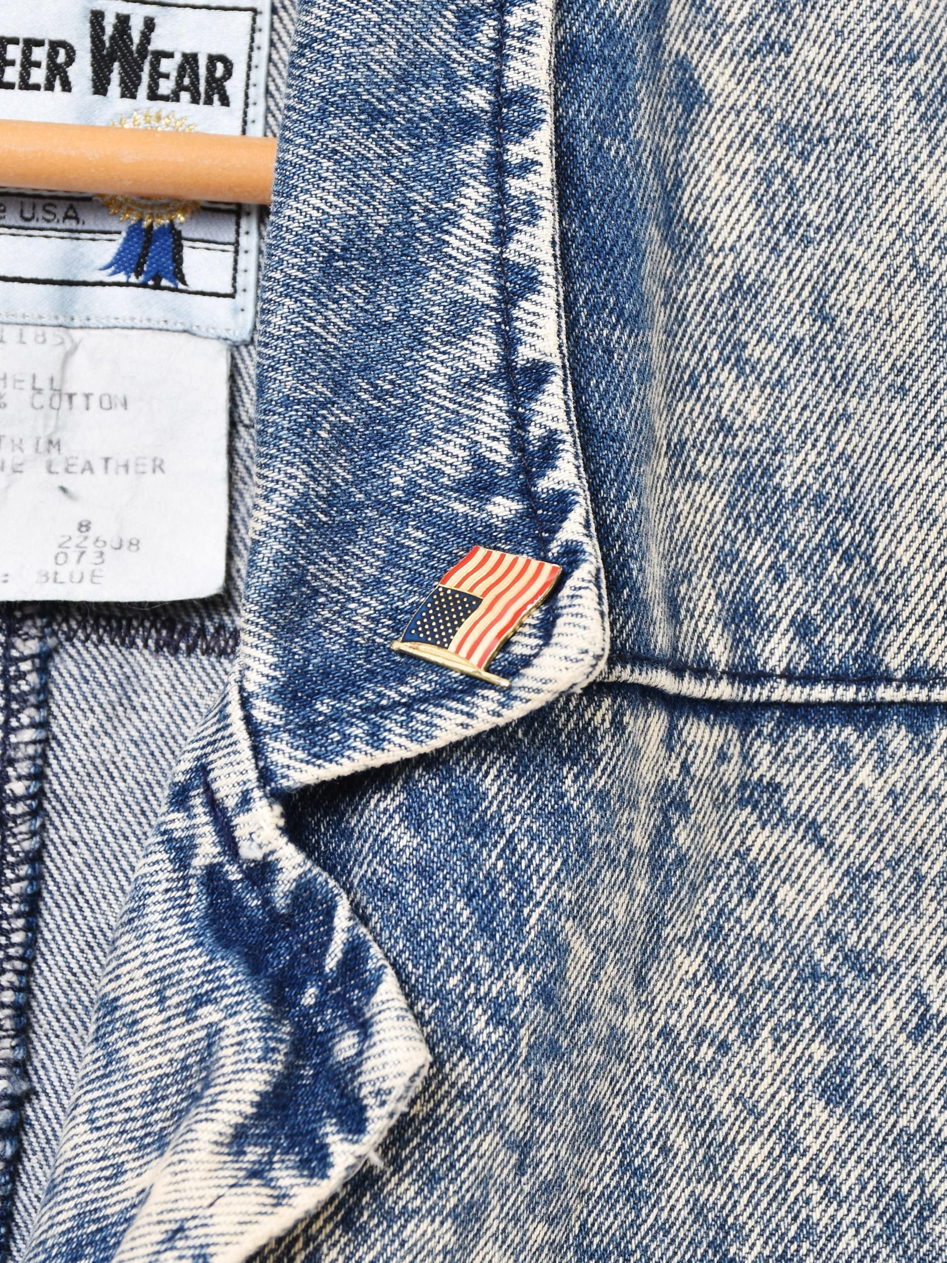80's PIONEER WEAR レザーパッチ デニム ロングコート - 古着屋 80's PIONEER WEAR レザーパッチ デニム ロングコート - 古着屋
