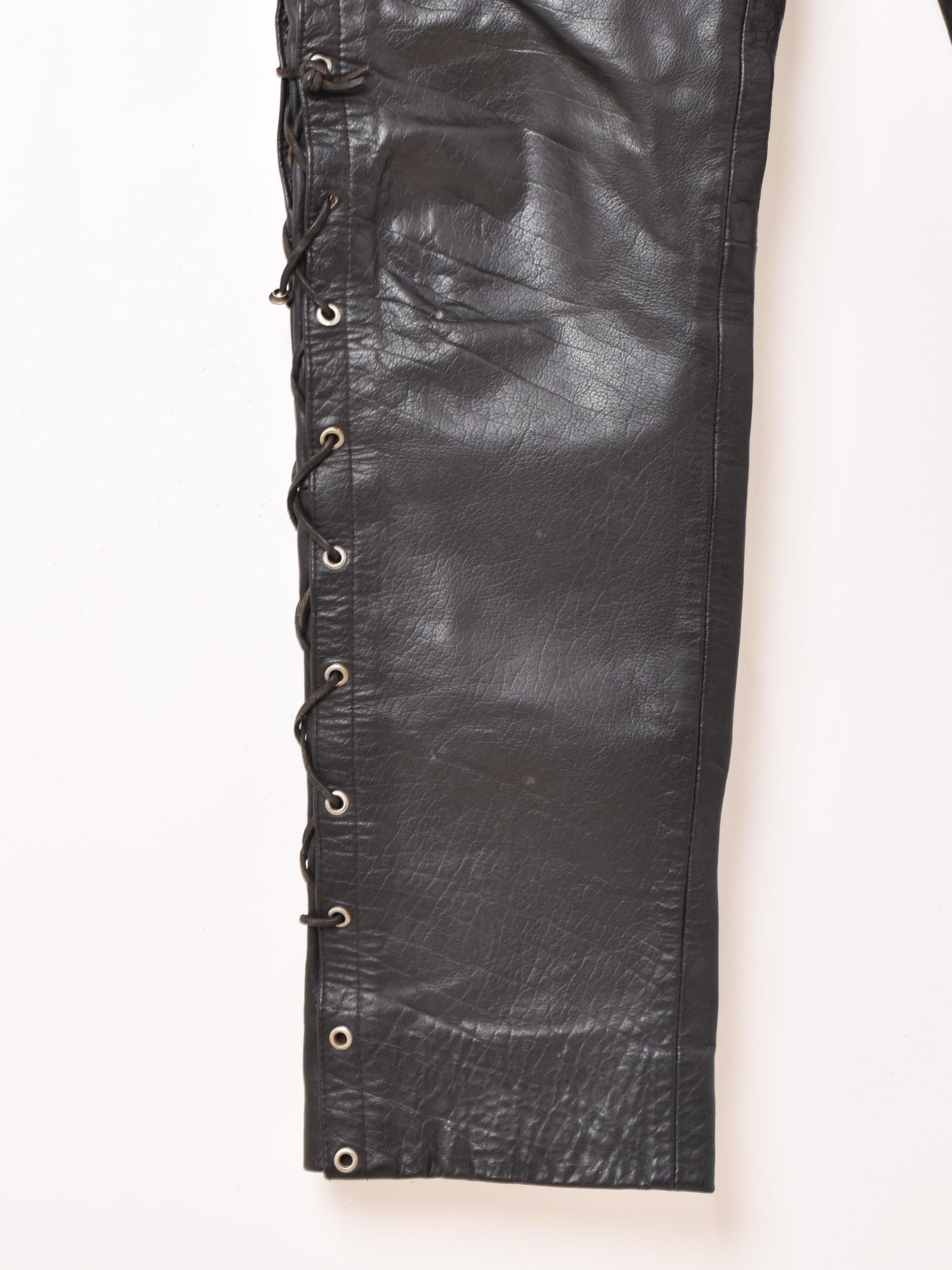 レースアップ レザーパンツ - 古着屋グレープフルーツ ムーン