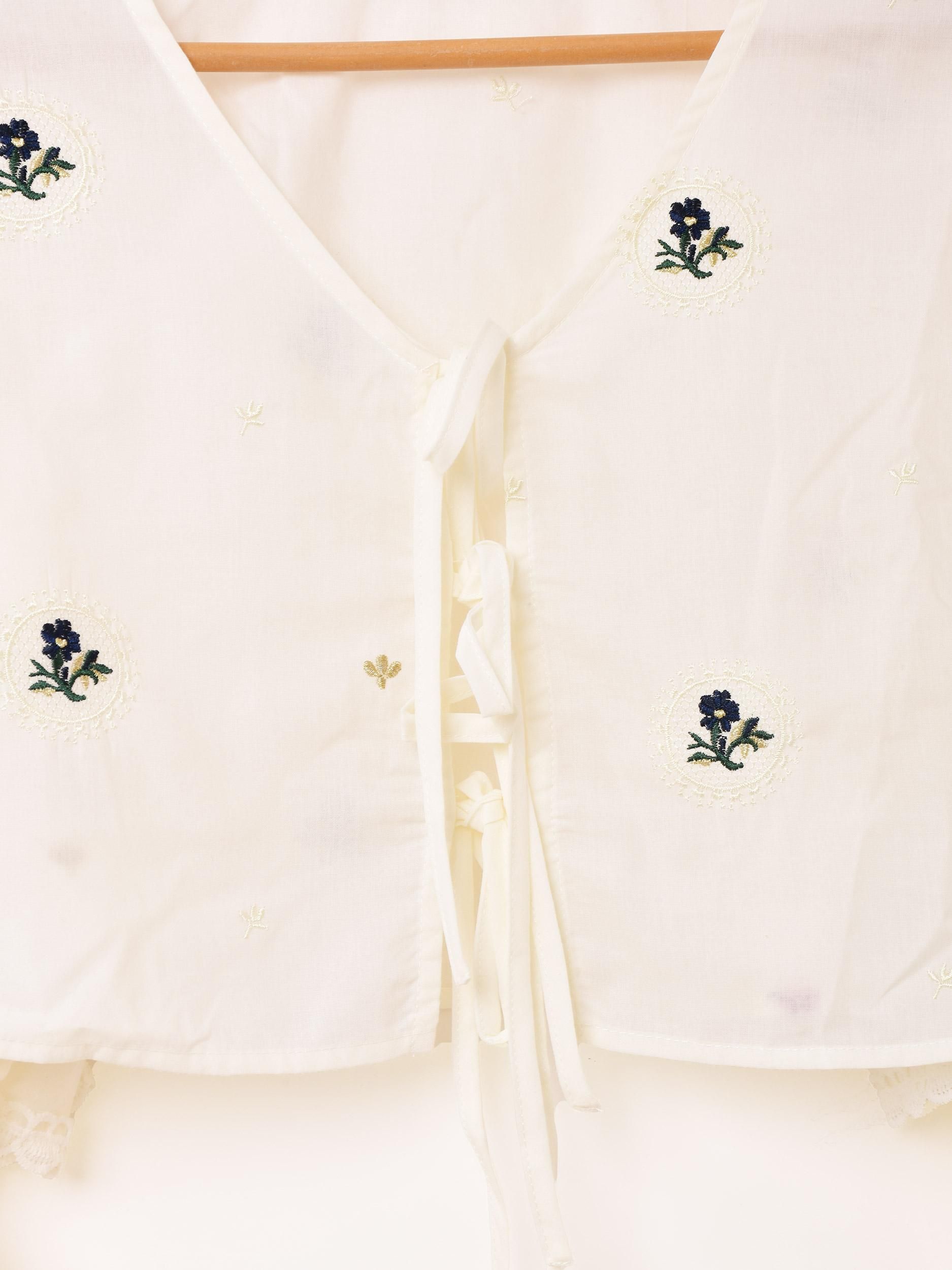 2色展開】「Meridian」フラワー刺繍 ラッフルスリーブ 長袖 2色展開】「Meridian」フラワー刺繍 ラッフルスリーブ 長袖