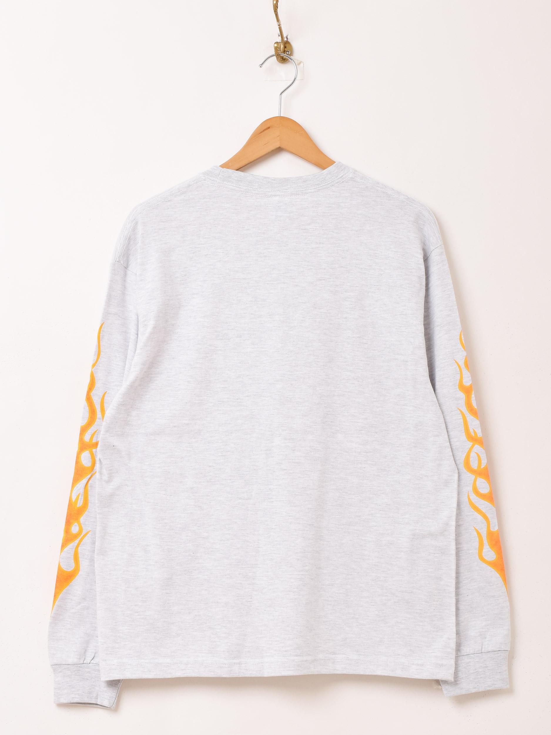 2色展開】ファイヤーパターン ロングスリーブTシャツ グレー - 古着屋