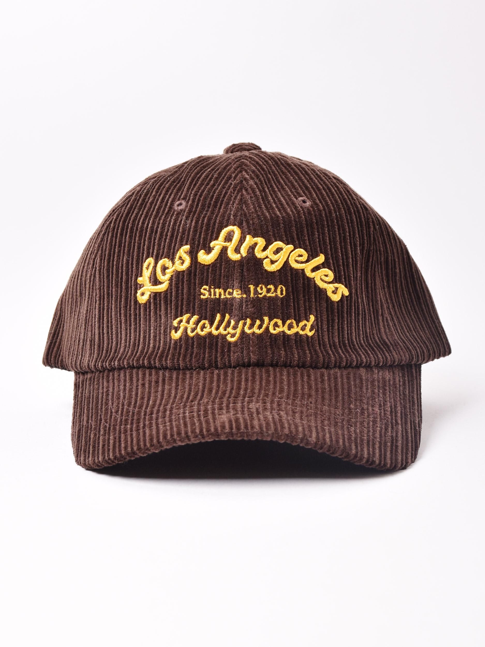 コーデュロイ 刺繍入り キャップ「Los Angels」 ブラウン - 古着