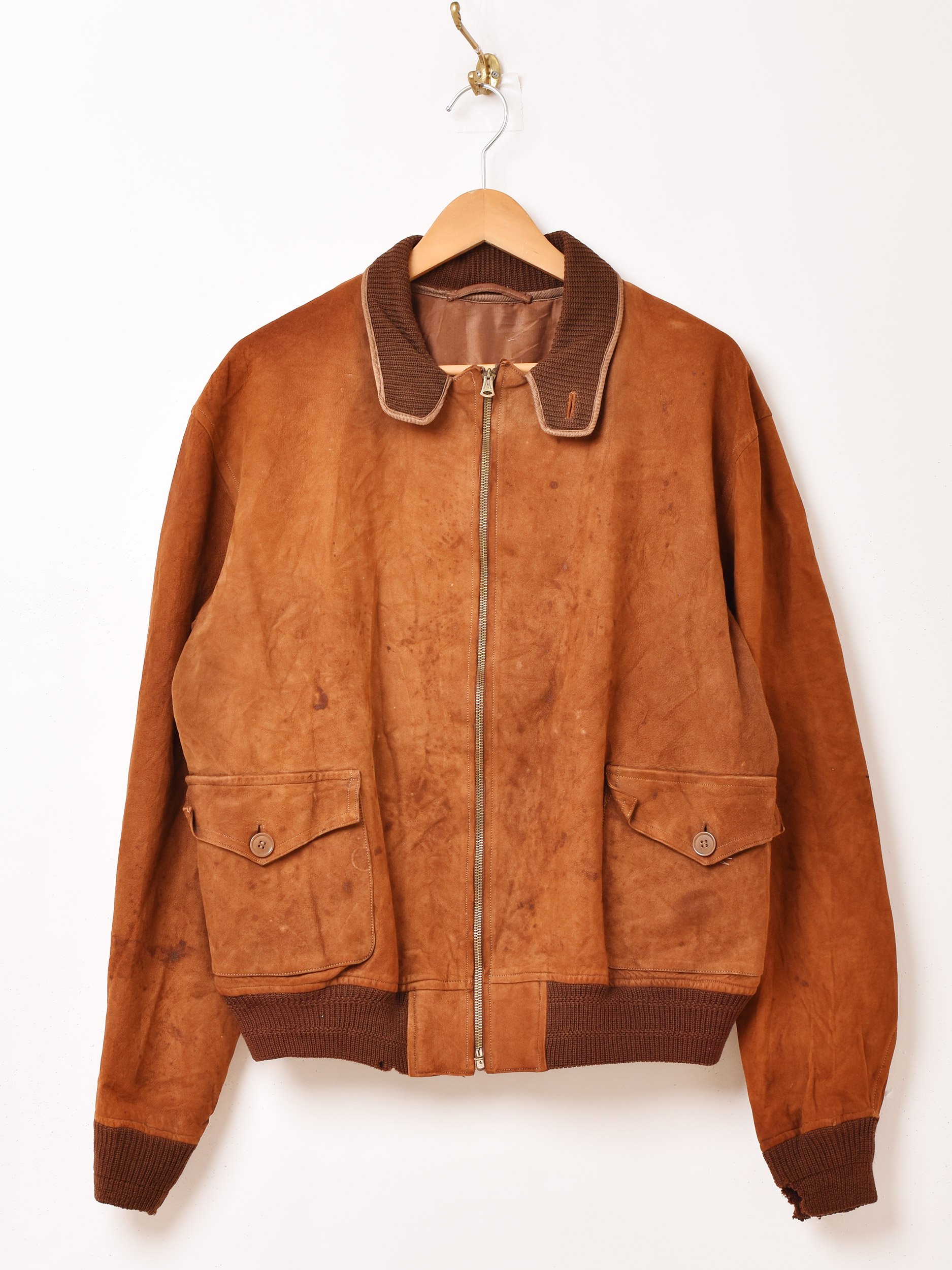  40's British Nubuck Leather Jacket  ͥå  岰졼ץե롼 ࡼ