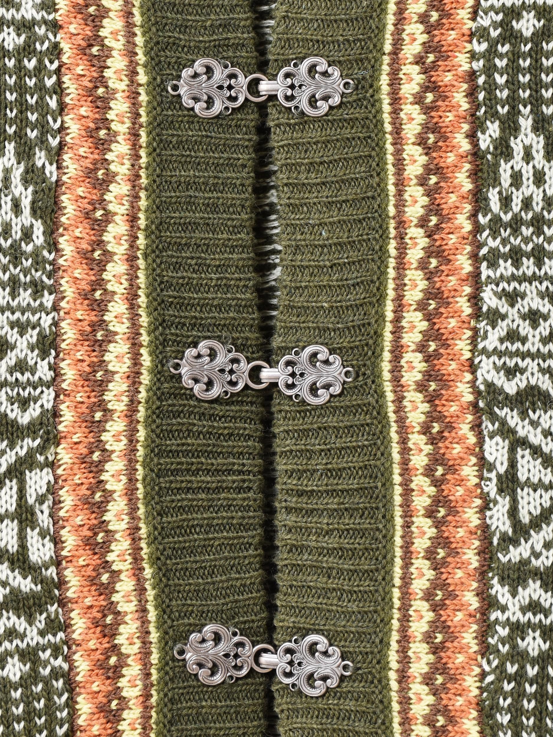 ノルディック柄カーディガン | オリーブ - 古着屋グレープフルーツ