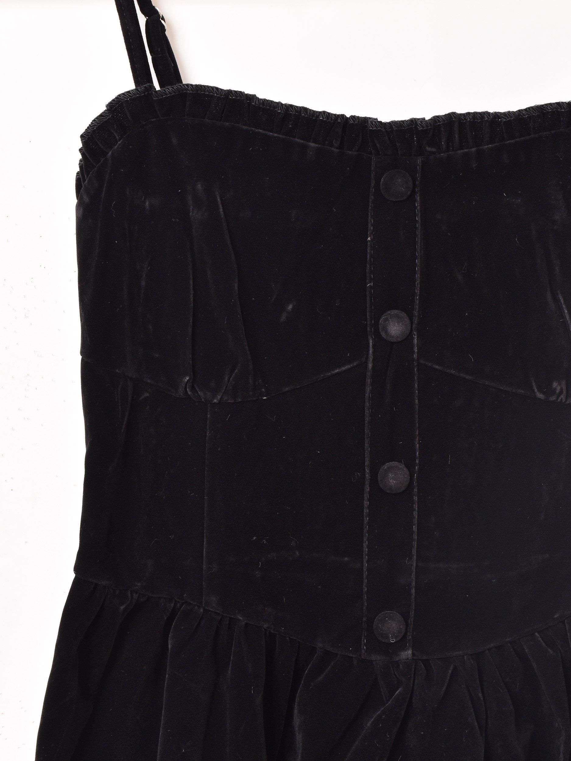 Meridian ベロア フリル ワンピース | ブラック - 古着屋