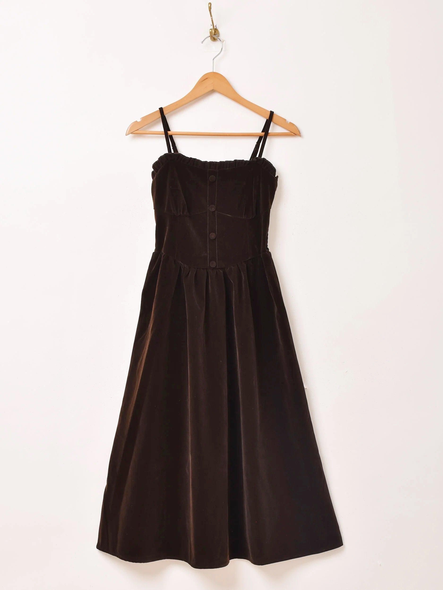 Meridian ベロア フリル ワンピース | ブラック - 古着屋