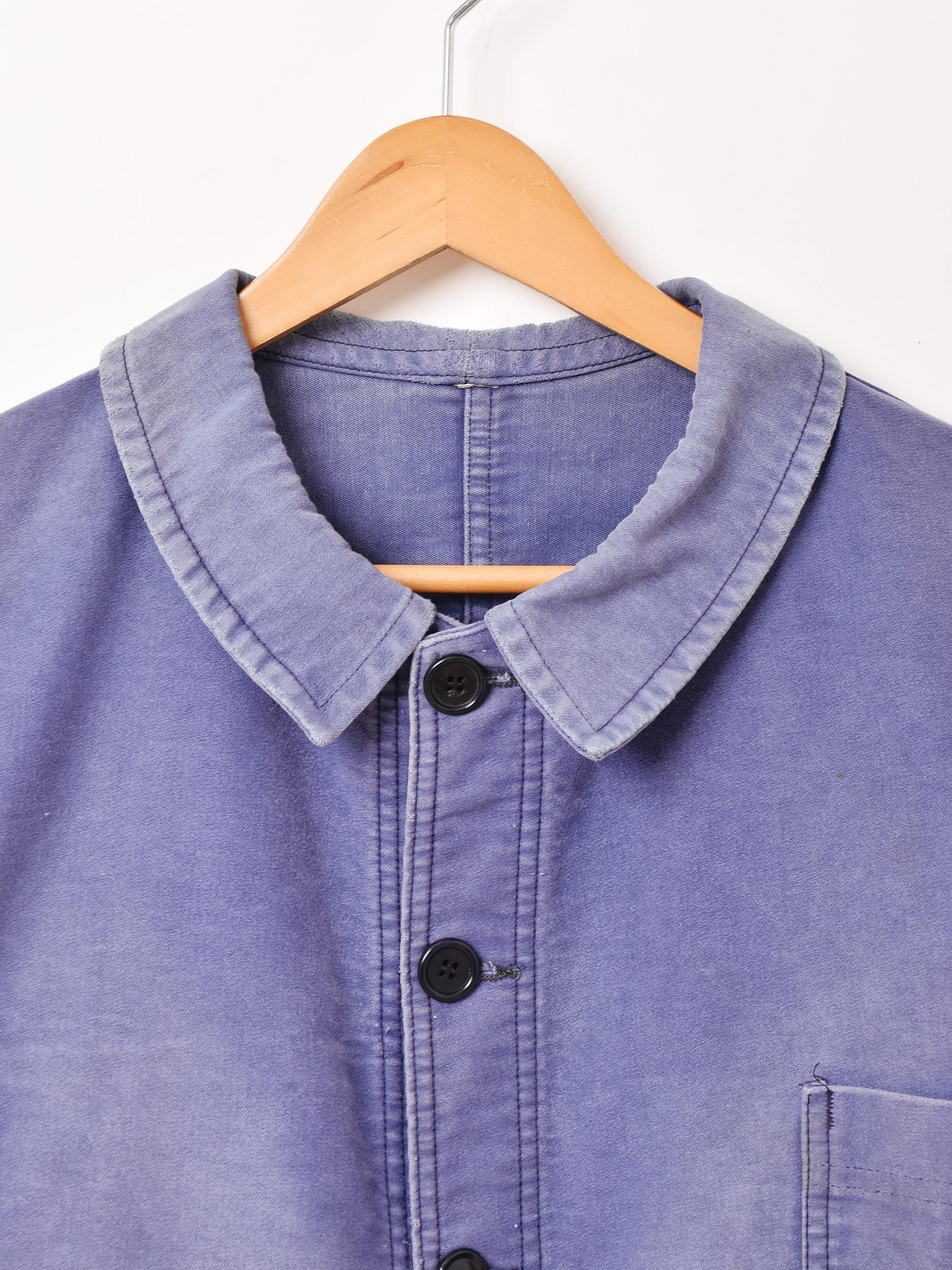1940-50s フランス　モールスキン　ジャケット　鬼フェード　ボロ　雰囲気 VINTAGE】40-60s French Work Jacket ” Good Faded “フェード感