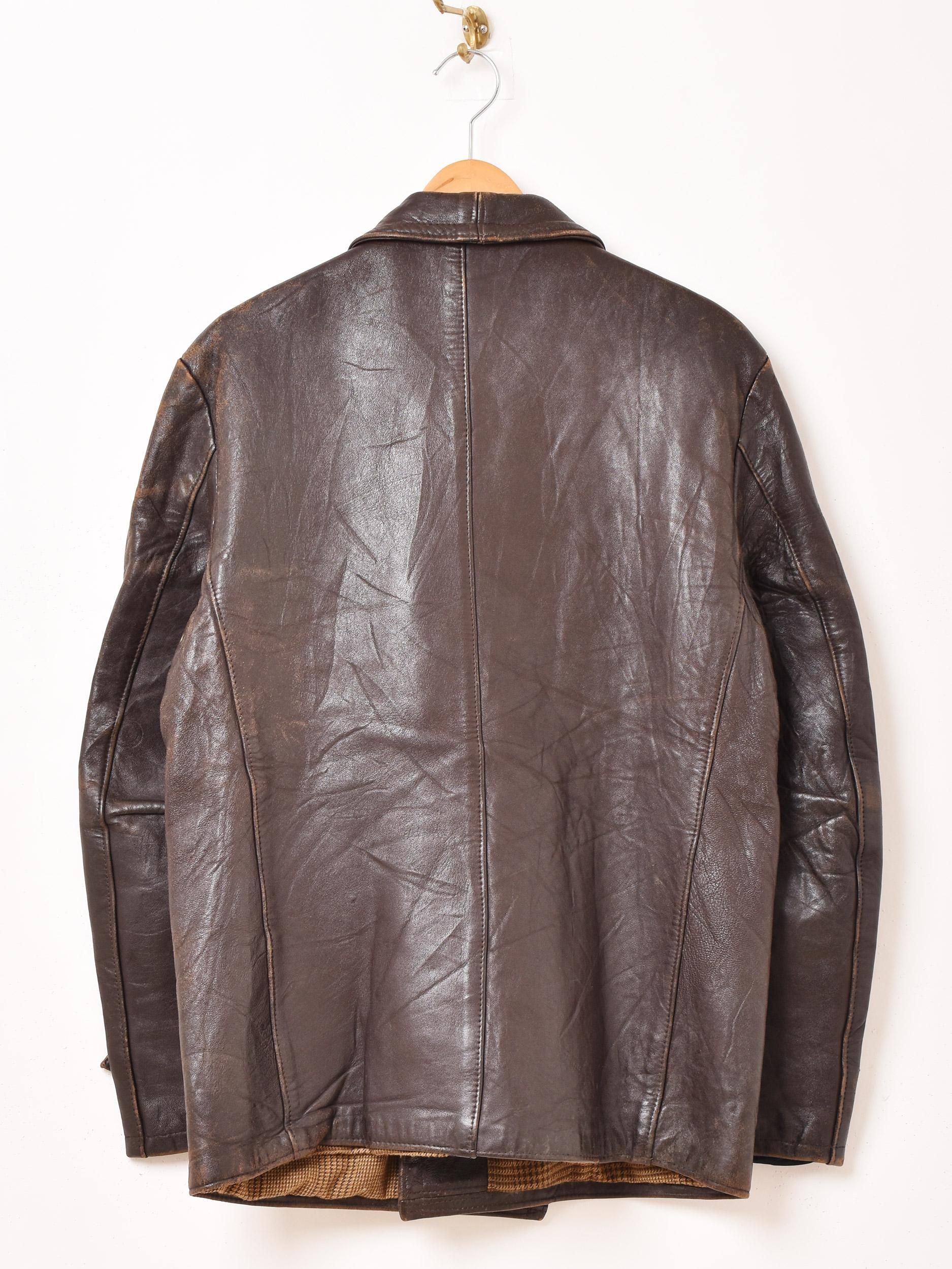 70s　GVF社　レザージャケット　コルビュジェ・ジャケット　ブラウン 60's〜70's Corbusier Jacket | レザージャケット - 古着屋
