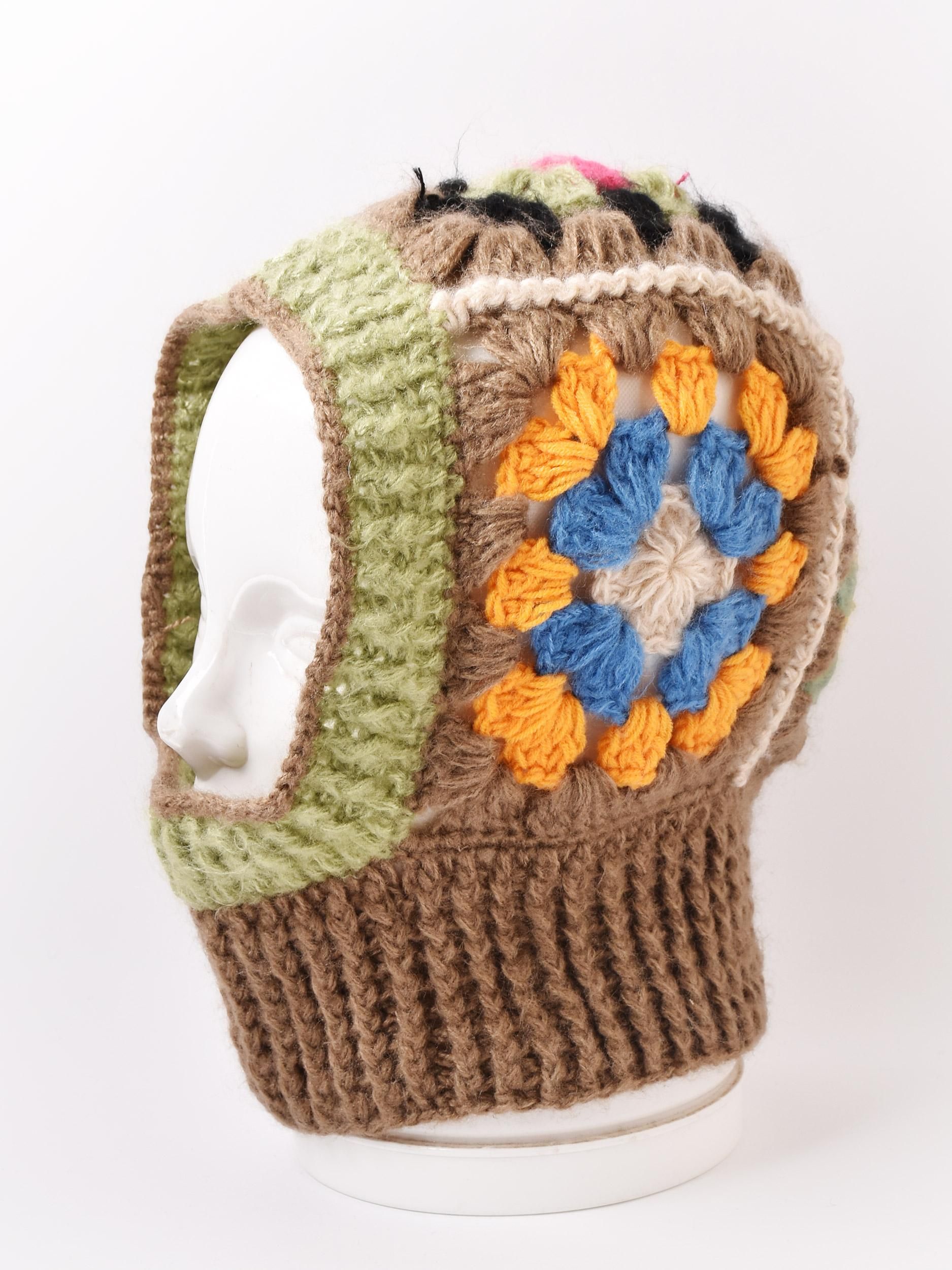 グラニー編みニットバラクラバ|アイボリー - 古着屋グレープフルーツ