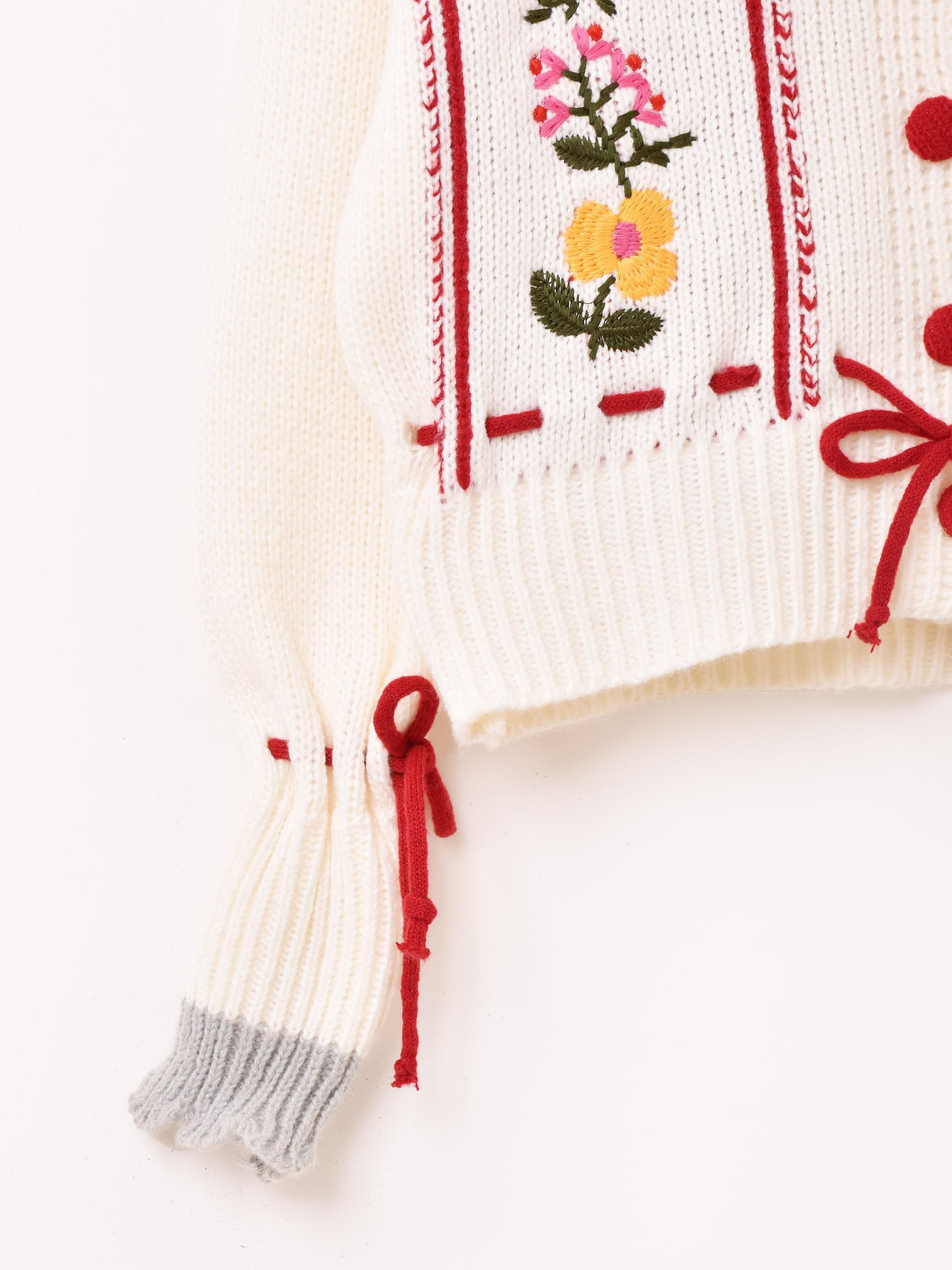 2色展開】「Elcamino」フラワー刺繍 襟付き チロル風 2色展開】「Elcamino」フラワー刺繍 襟付き チロル風