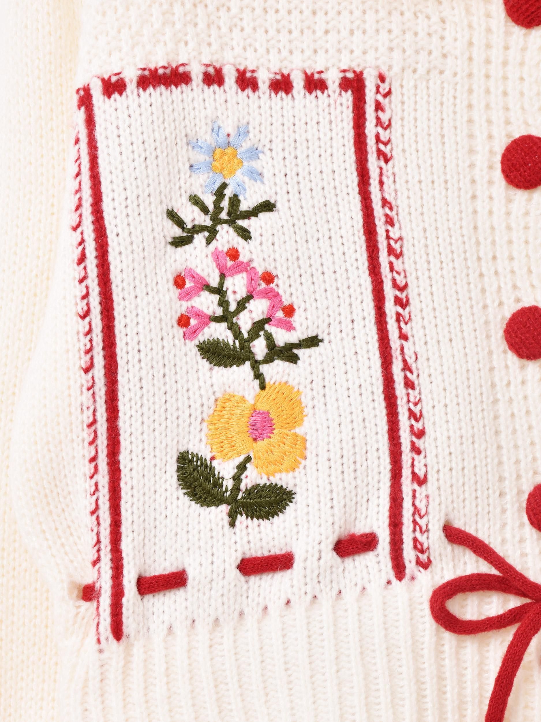 2色展開】「Elcamino」フラワー刺繍 襟付き チロル風 2色展開】「Elcamino」フラワー刺繍 襟付き チロル風