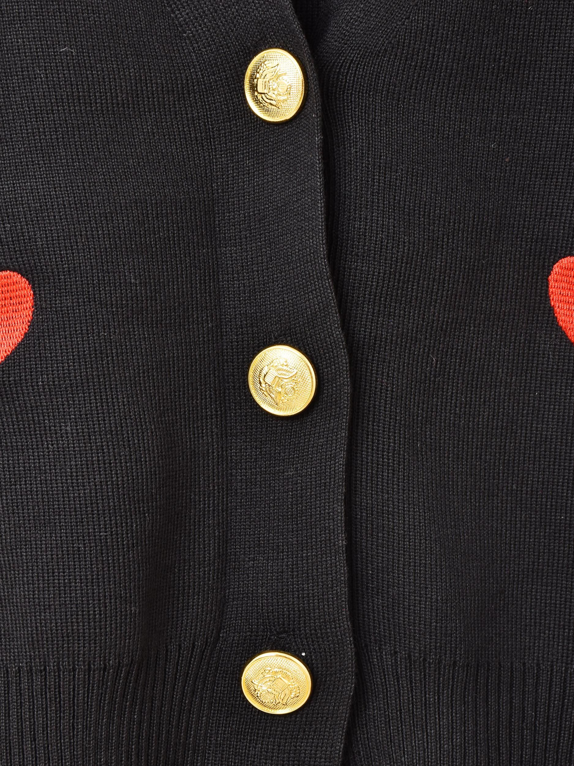 ハート刺繍 Vネックカーディガン | Meridian - 古着屋