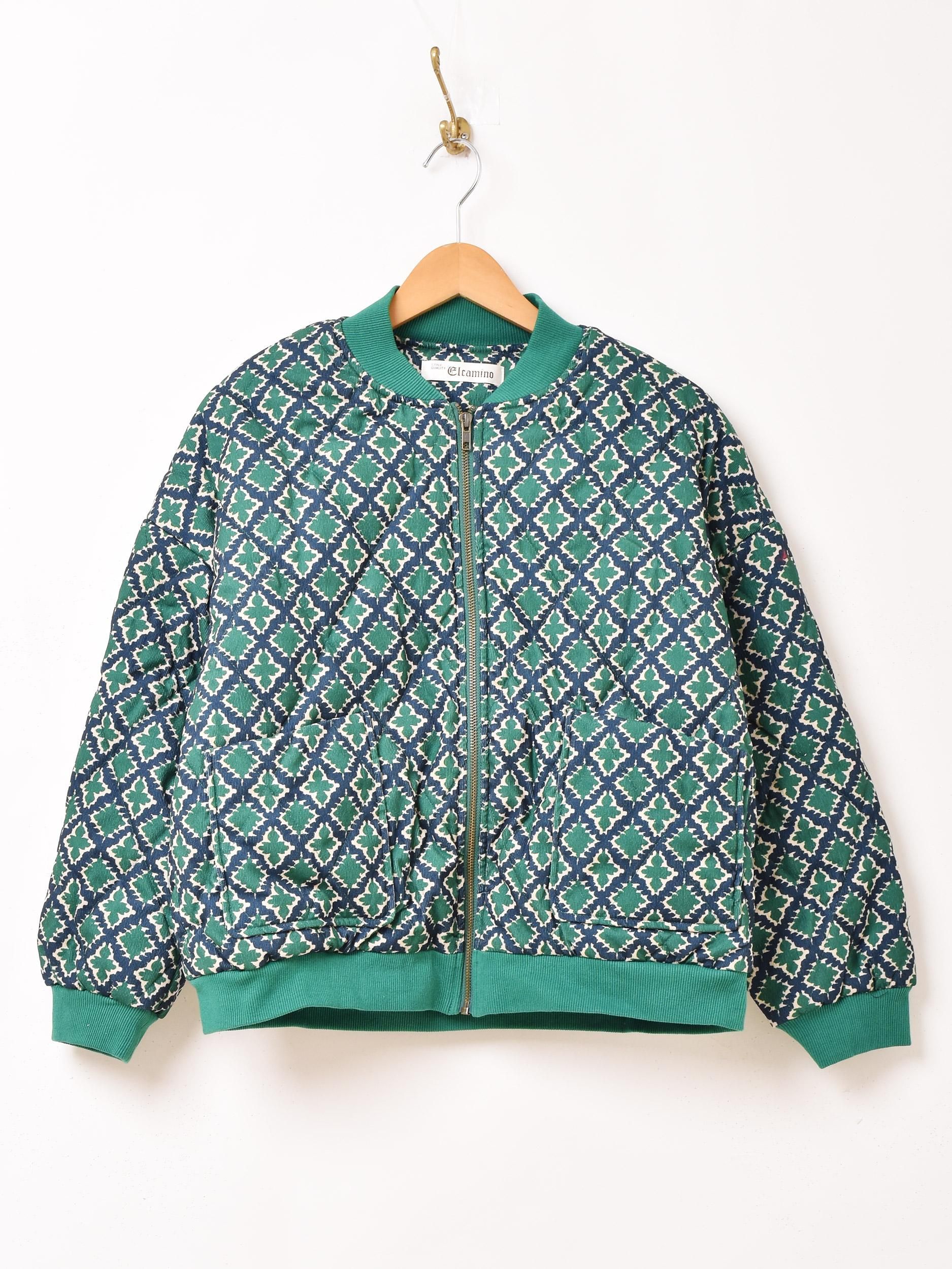 2色展開】「Elcamino」総柄 コーデュロイ キルティング ブルゾン