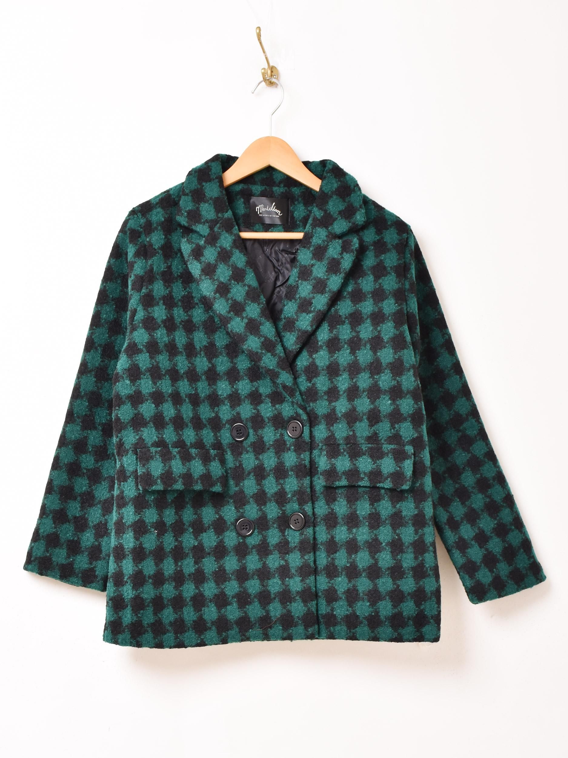 2色展開】「Meridian」ダイア柄 テーラードジャケット グリーン - 古着