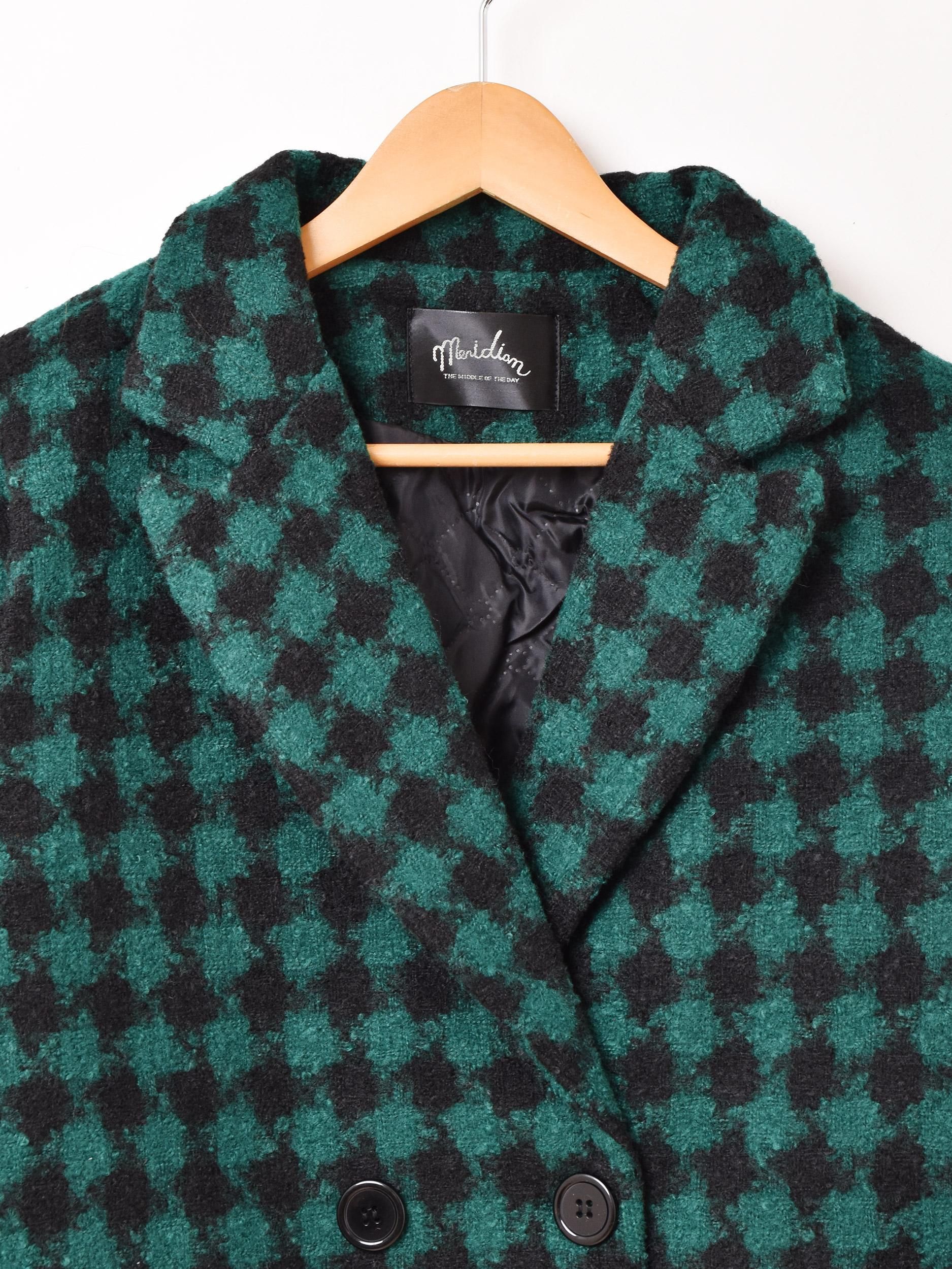 2色展開】「Meridian」ダイア柄 テーラードジャケット グリーン - 古着