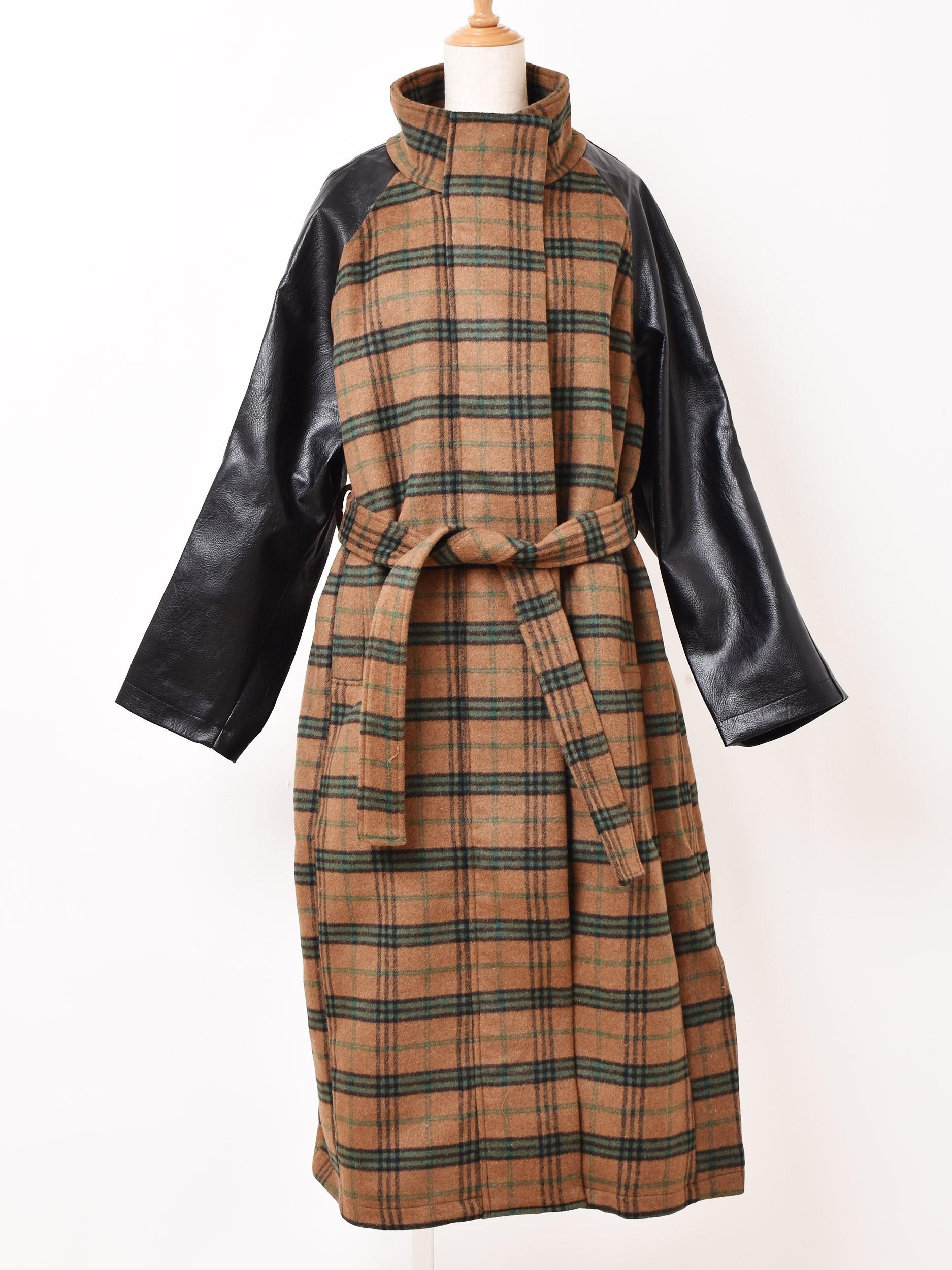 Meridian チェック柄コート | レザー - 古着屋グレープフルーツ ムーン