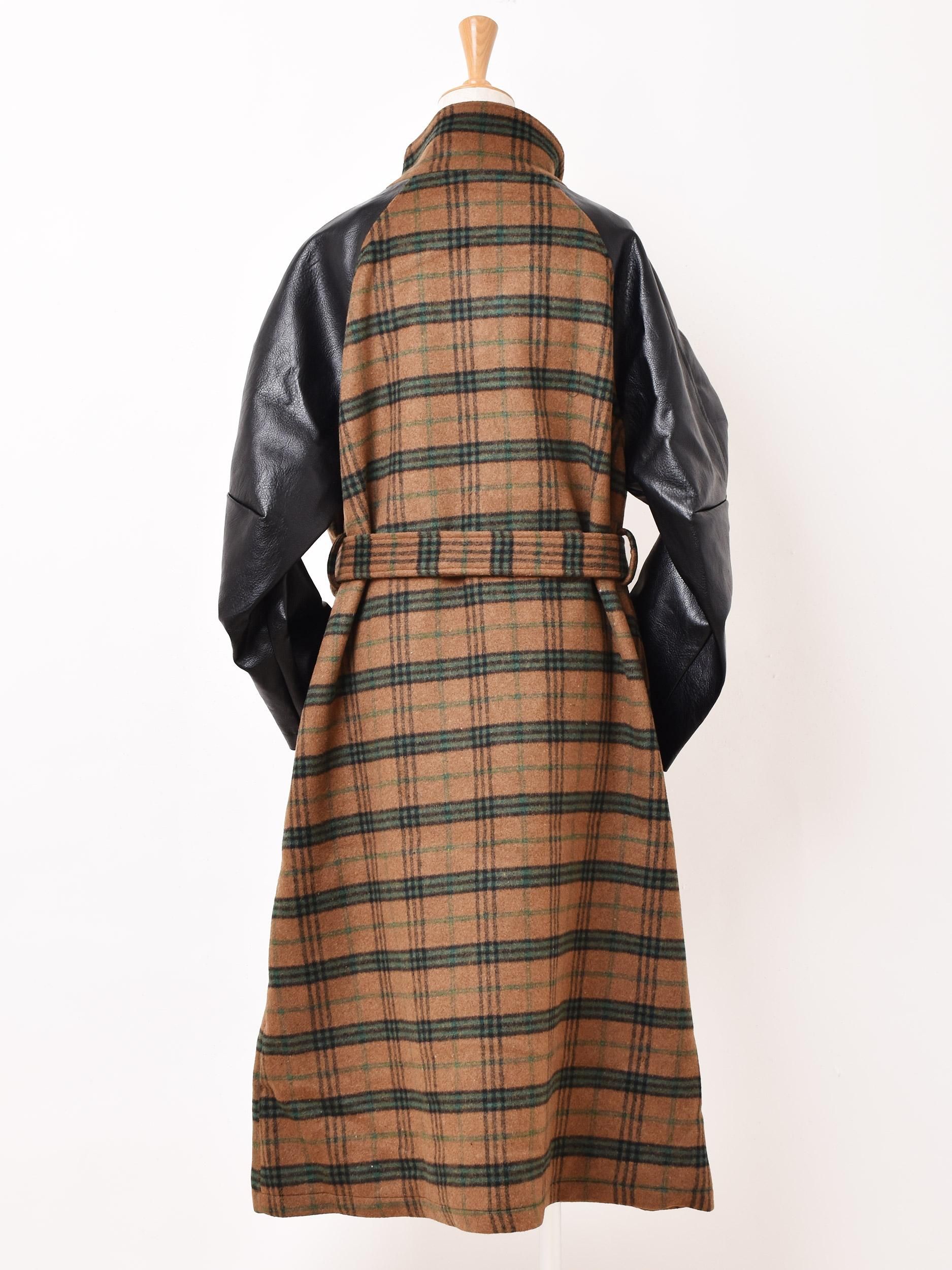 Meridian チェック柄コート | レザー - 古着屋グレープフルーツ ムーン