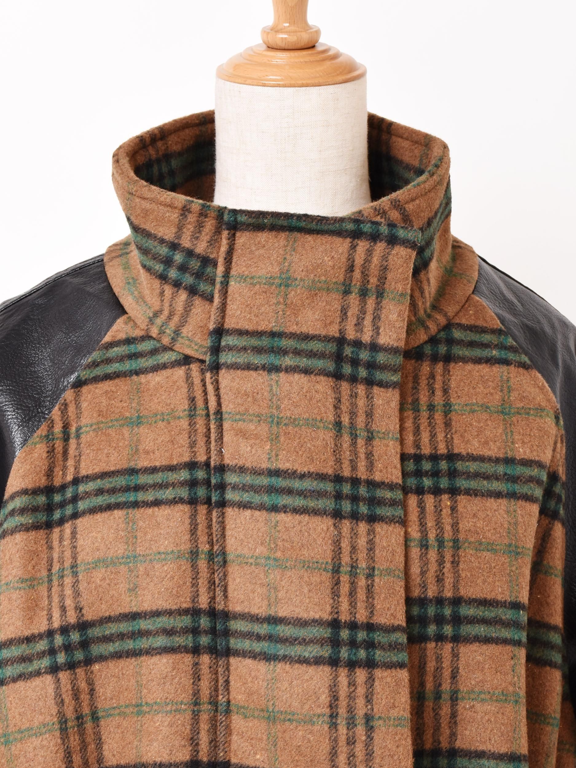 Meridian チェック柄コート | レザー - 古着屋グレープフルーツ ムーン