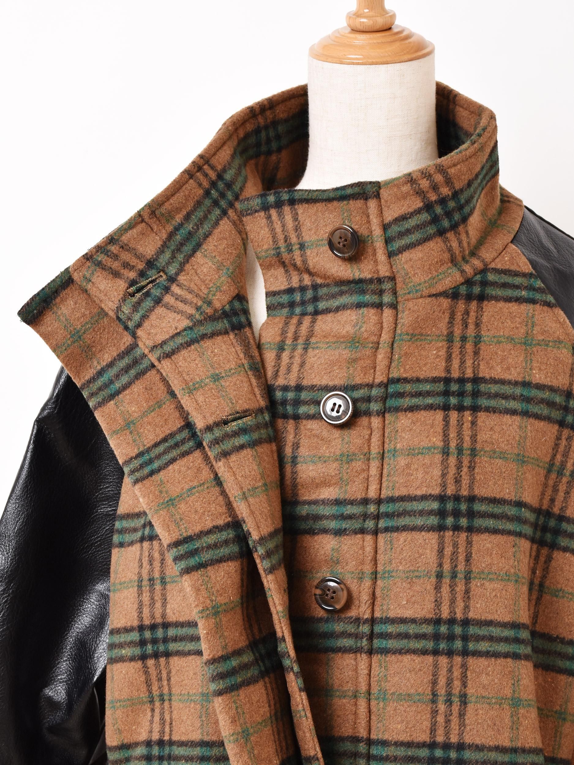 Meridian チェック柄コート | レザー - 古着屋グレープフルーツ ムーン