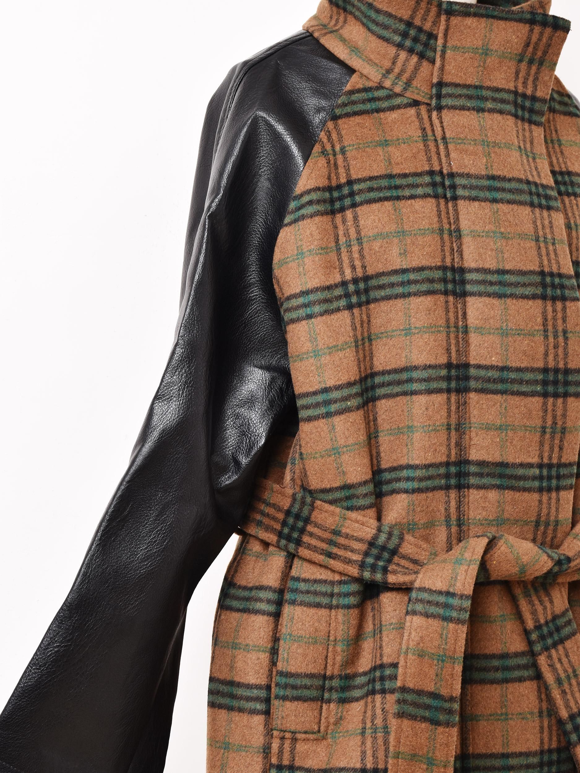 Meridian チェック柄コート | レザー - 古着屋グレープフルーツ ムーン
